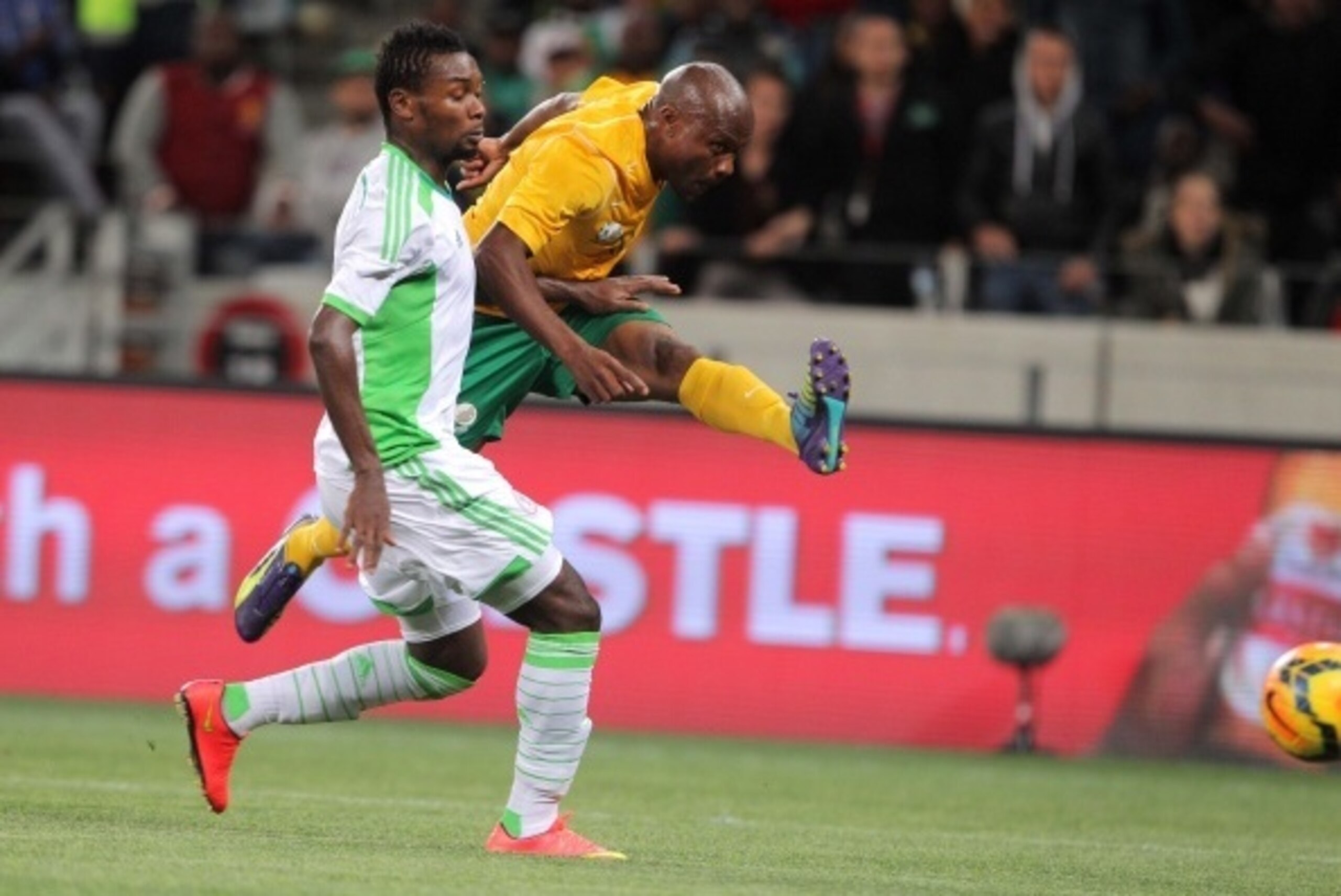 CAPE TOWN, SOUTH AFRICA - SEPTEMBER 10: Tokelo Rantie of South Africa during the Orange AFCON, Morocco 2015 Final Round Qualifier match between South Africa and Nigeria at Cape Town Stadium on September 10, 2014 in Cape Town, South Africa. (Photo by Carl 