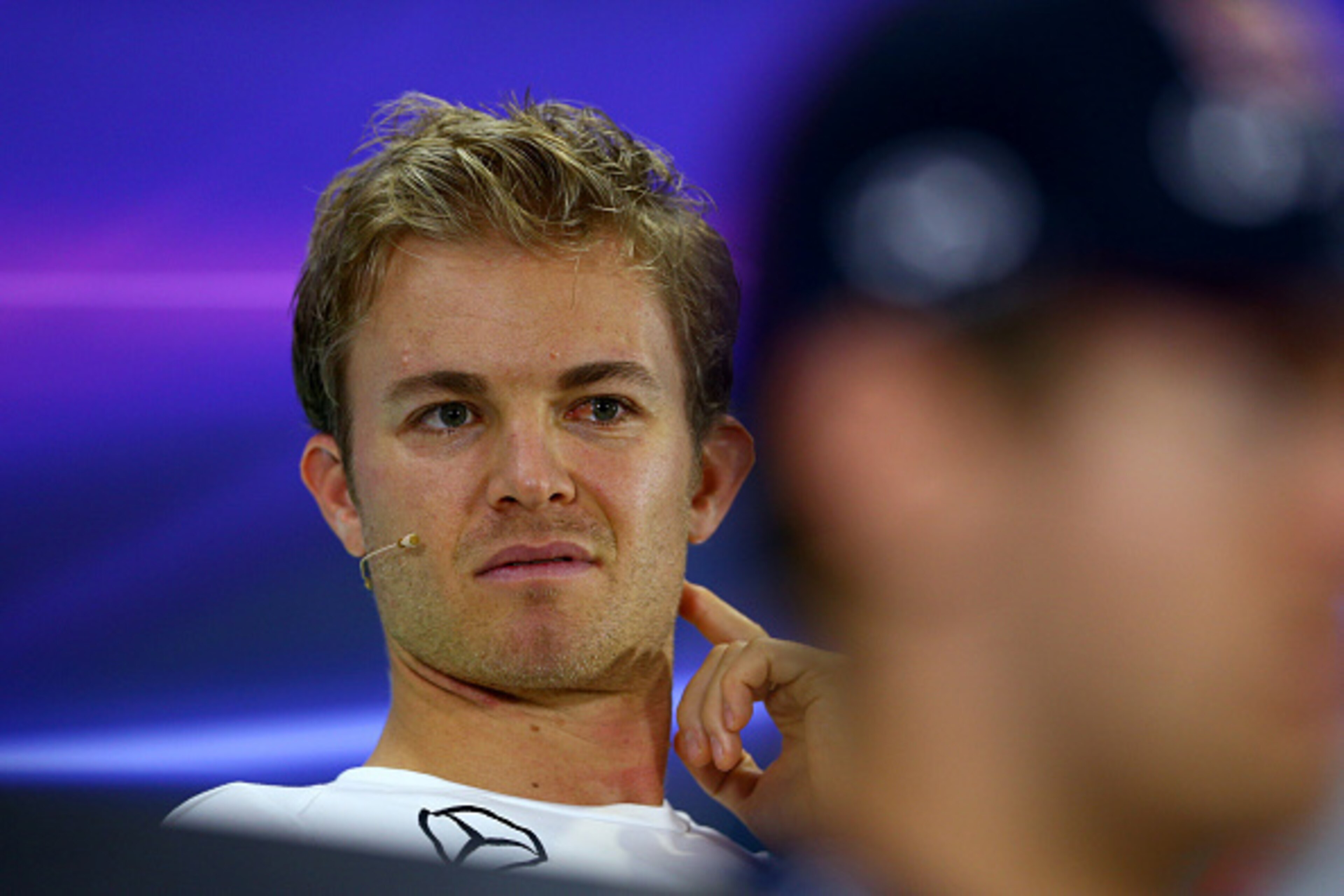 ABU DHABI, UNITED ARAB EMIRATES - NOVEMBER 20:  Nico Rosberg of Germany and Mercedes GP looks on during the drivers' press conference during previews ahead of the Abu Dhabi Formula One Grand Prix at Yas Marina Circuit on November 20, 2014 in Abu Dhabi, Un