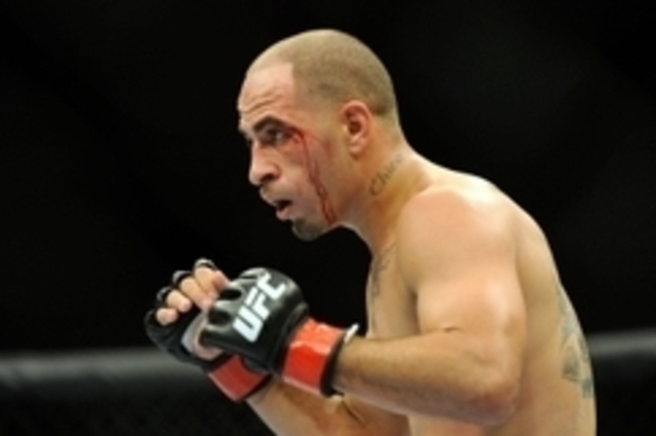 Aug 31, 2013; Milwaukee, WI, USA;  Chico Camus is bloodied during his fight with Kyung Ho Kang (not pictured) during the UFC-164 bout at BMO Harris Bradley Center. Mandatory Credit: Benny Sieu-USA TODAY Sports