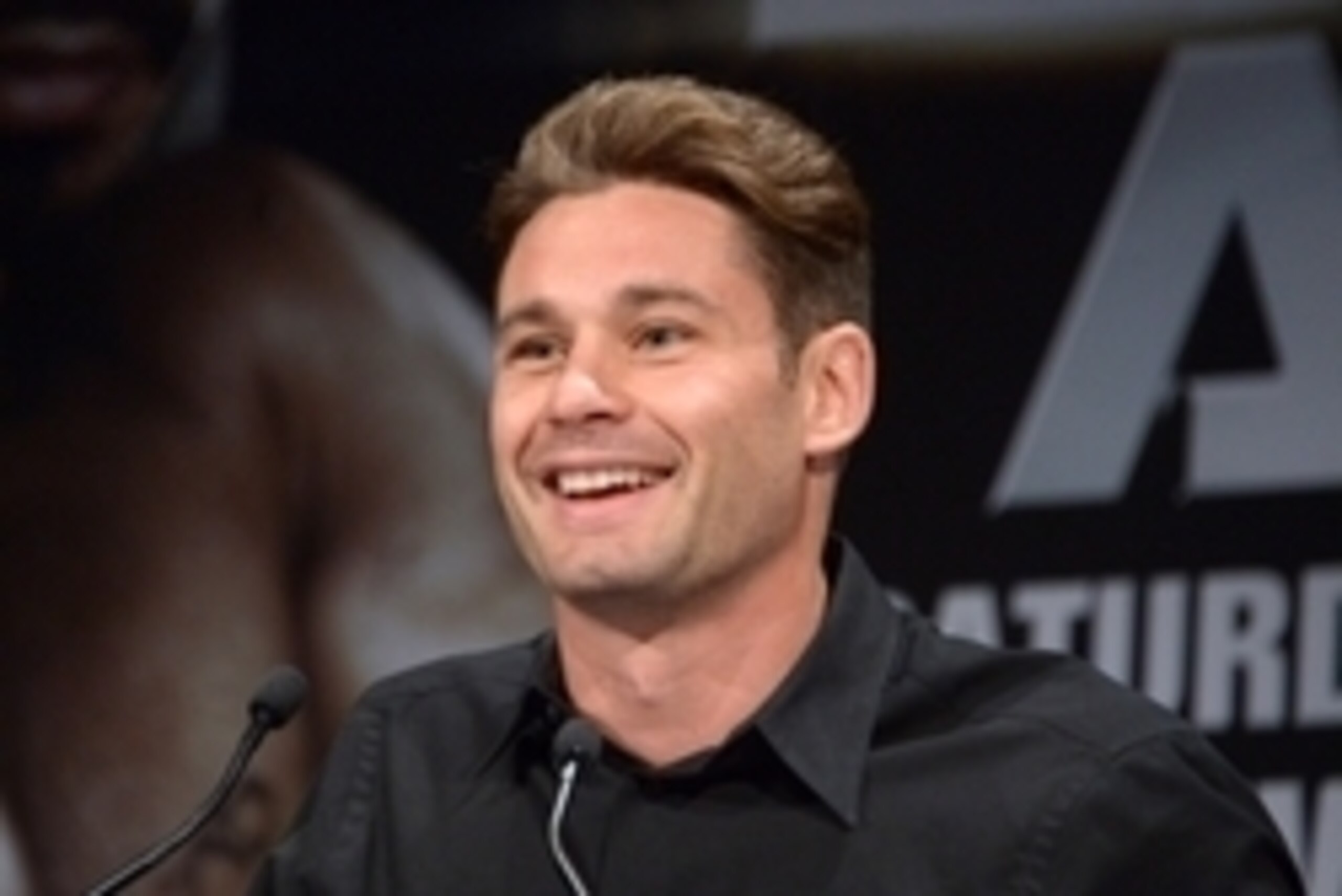 Sep 3, 2014; Los Angeles, CA, USA; Chris Algieri speaks at press conference at Hyatt Regency Century Plaza Hotel in advance of World Welterweight Championship bout against Manny Pacquiao (not pictured) on Nov. 22, 2014. Mandatory Credit: Kirby Lee-USA TOD