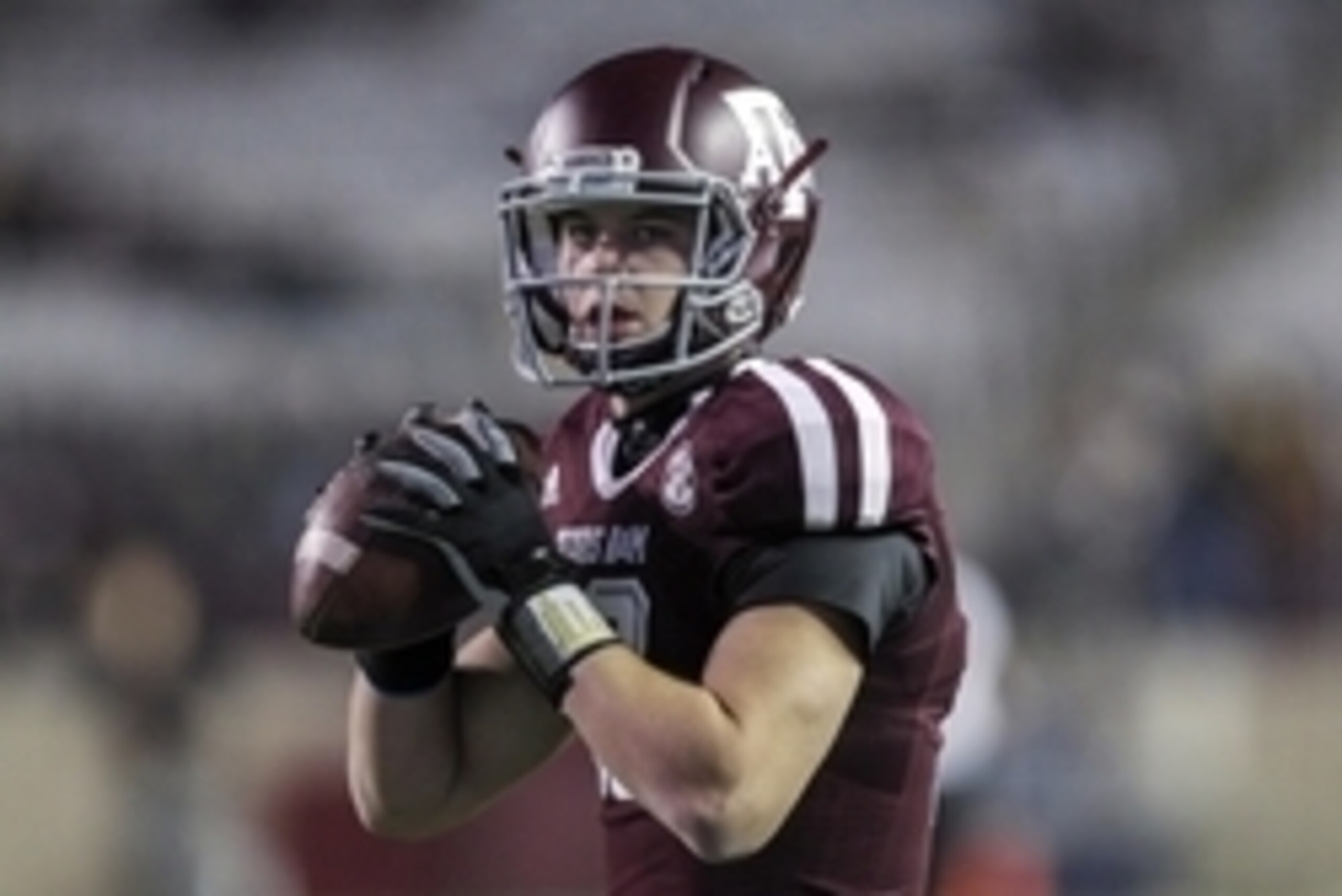 Nov 15, 2014; College Station, TX, USA; Texas A&M Aggies quarterback Kyle Allen (10) warms up before a game against the Missouri Tigers at Kyle Field. Mandatory Credit: Troy Taormina-USA TODAY Sports