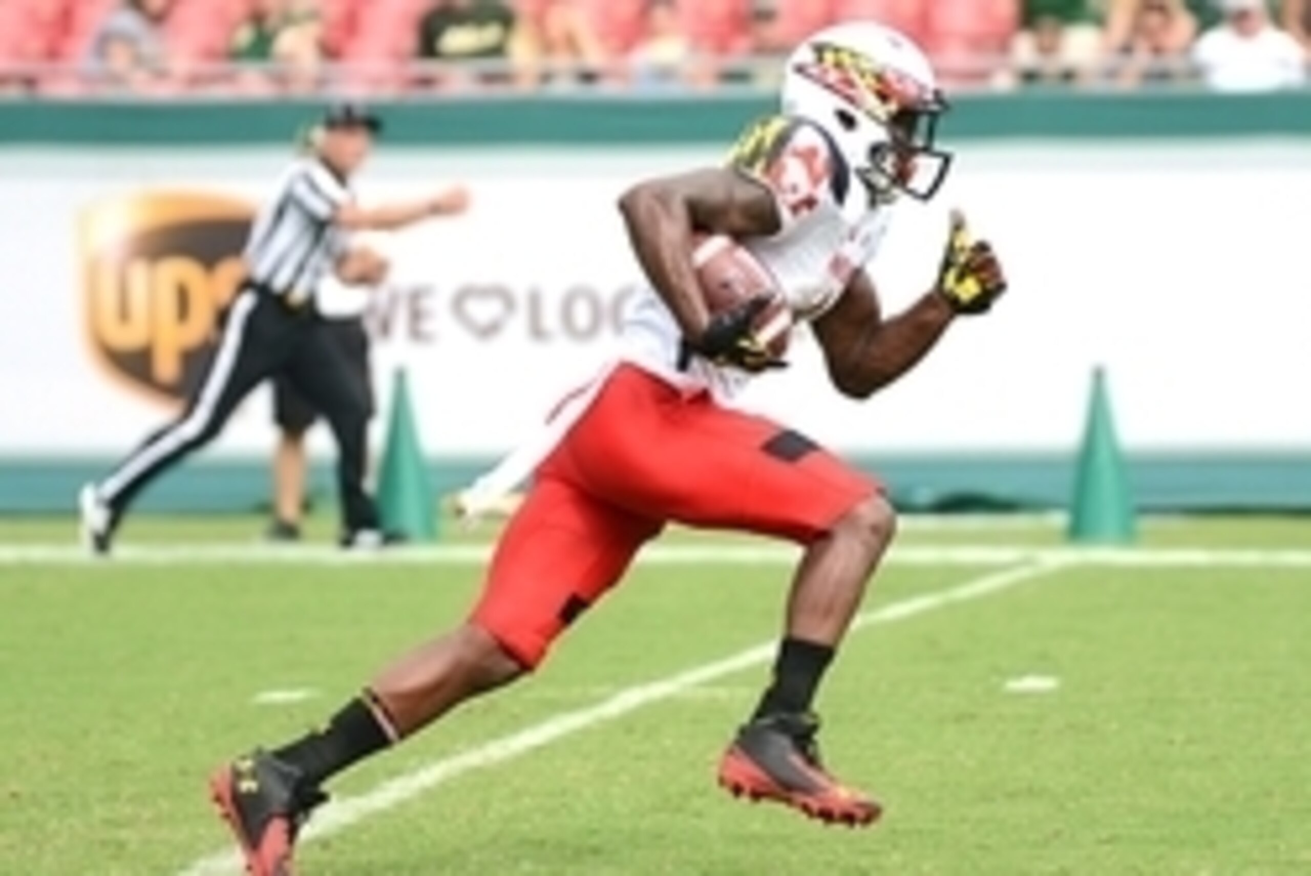 Sep 6, 2014; Tampa, FL, USA; Maryland Terrapins wide receiver Stefon Diggs (1) returns a kick during the  half against the  South Florida Bulls  at Raymond James Stadium. Mandatory Credit: Jonathan Dyer-USA TODAY Sports