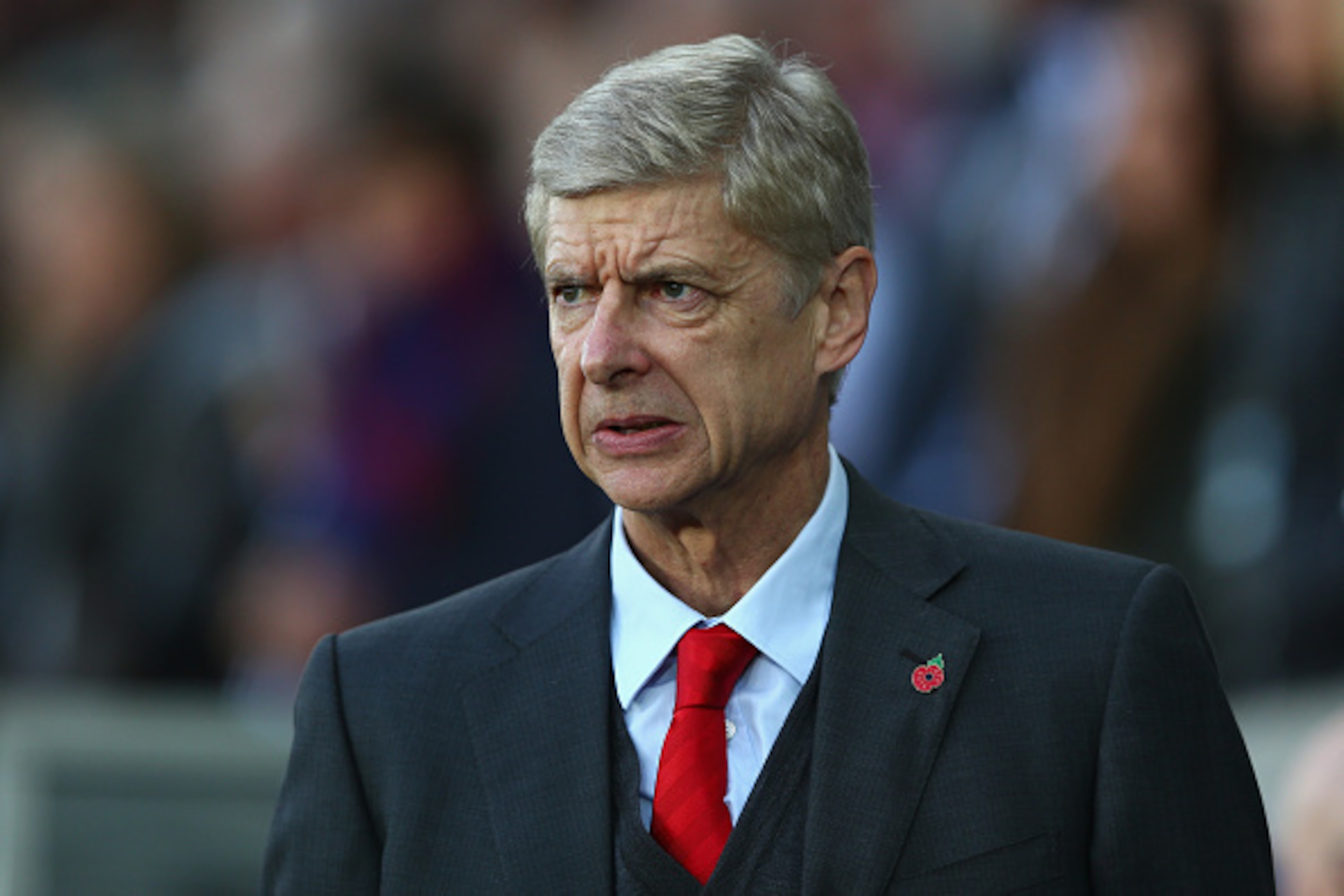 SWANSEA, WALES - NOVEMBER 09:  Arsene Wenger the manager of Arsenal looks on during the Barclays Premier League match between Swansea City and Arsenal at the Liberty Stadium on November 9, 2014 in Swansea, Wales.  (Photo by Michael Steele/Getty Images)