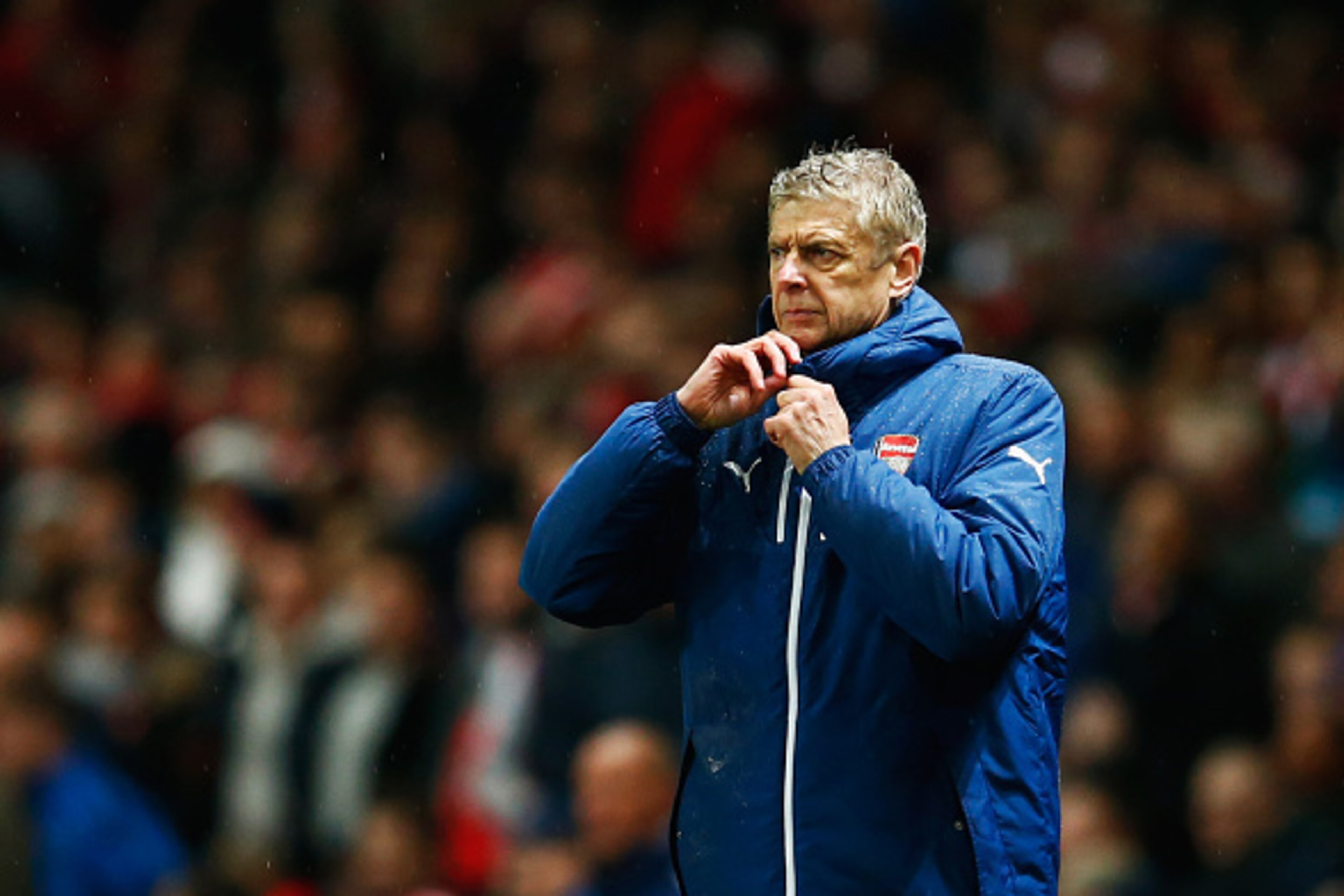 LONDON, ENGLAND - NOVEMBER 04:  Arsene Wenger, manager of Arsenal reacts after his team draw during the UEFA Champions League Group D match between Arsenal FC and RSC Anderlecht at Emirates Stadium on November 4, 2014 in London, United Kingdom.  (Photo by