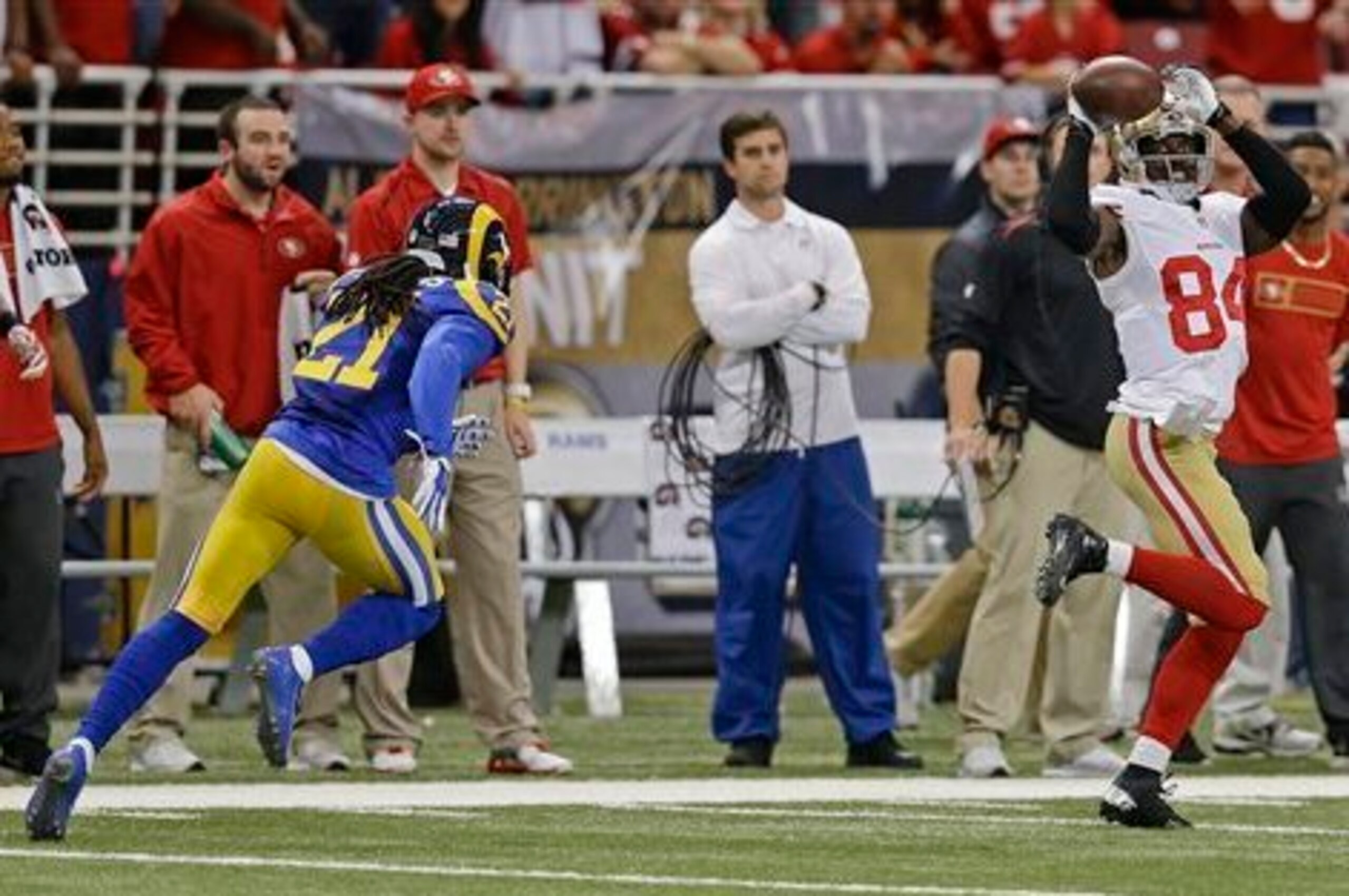 Brandon Lloyd burned the St. Louis Rams with an 80-yard touchdown pass from Kaepernick in Week 6.