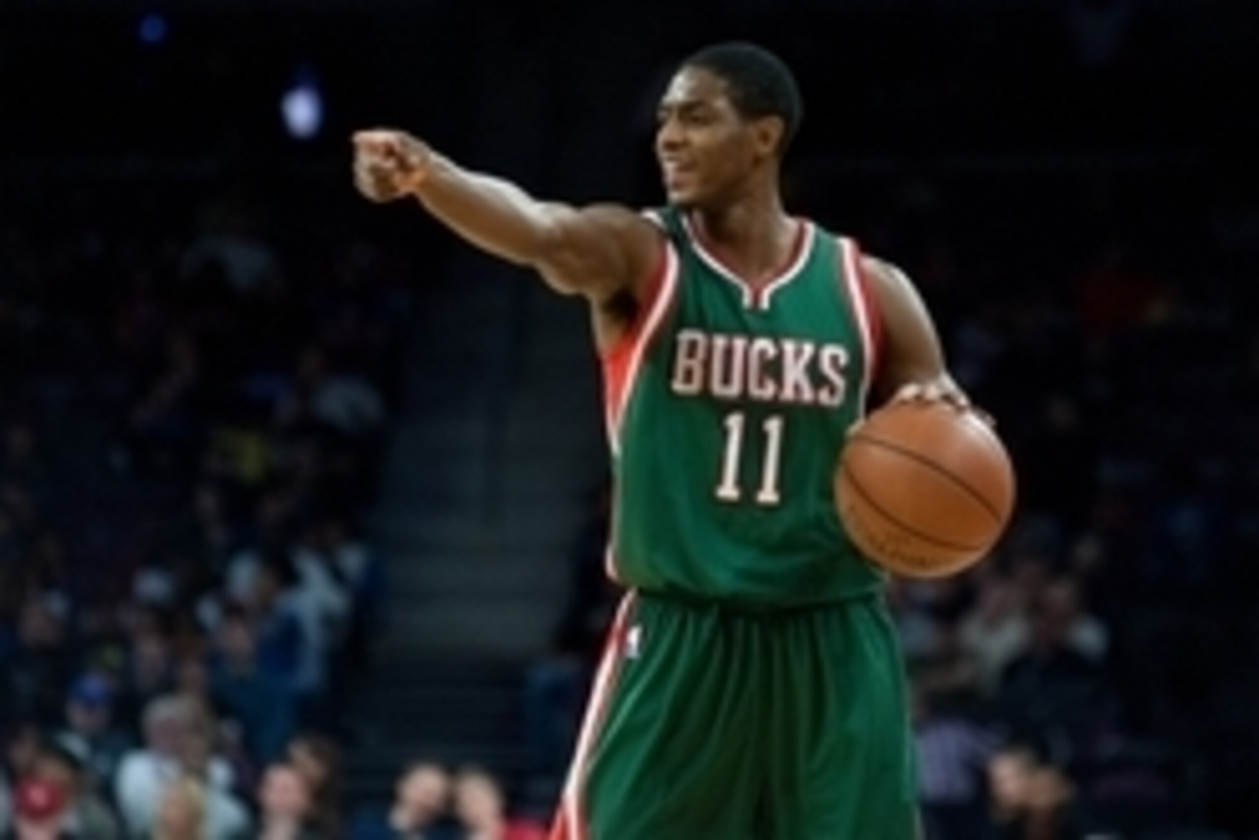 Nov 7, 2014; Auburn Hills, MI, USA; Milwaukee Bucks guard Brandon Knight (11) brings the ball up court during the second quarter against the Detroit Pistons at The Palace of Auburn Hills. Mandatory Credit: Tim Fuller-USA TODAY Sports