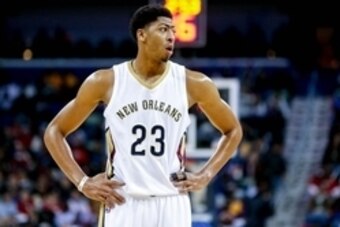 Nov 12, 2014; New Orleans, LA, USA; New Orleans Pelicans forward Anthony Davis (23) against the Los Angeles Lakers during  a game at the Smoothie King Center. The Pelicans defeated the Lakers 109-102. Mandatory Credit: Derick E. Hingle-USA TODAY Sports