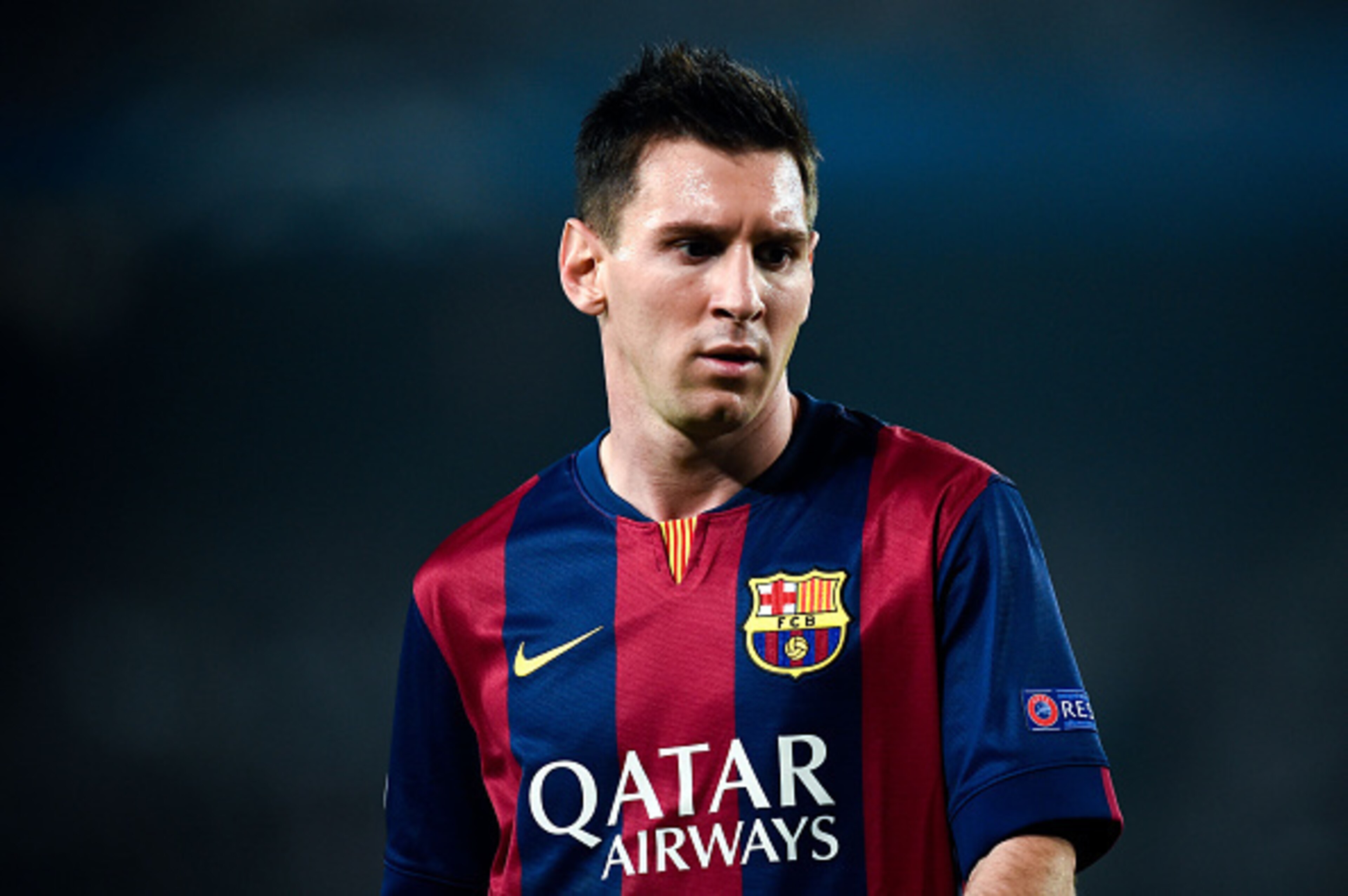 BARCELONA, SPAIN - OCTOBER 21:  Lionel Messi of FC Barcelona looks on during a UEFA Champions League Group F match between FC Barcelona and AFC Ajax at the Camp Nou Stadium on October 21, 2014 in Barcelona, Spain.  (Photo by David Ramos/Getty Images)
