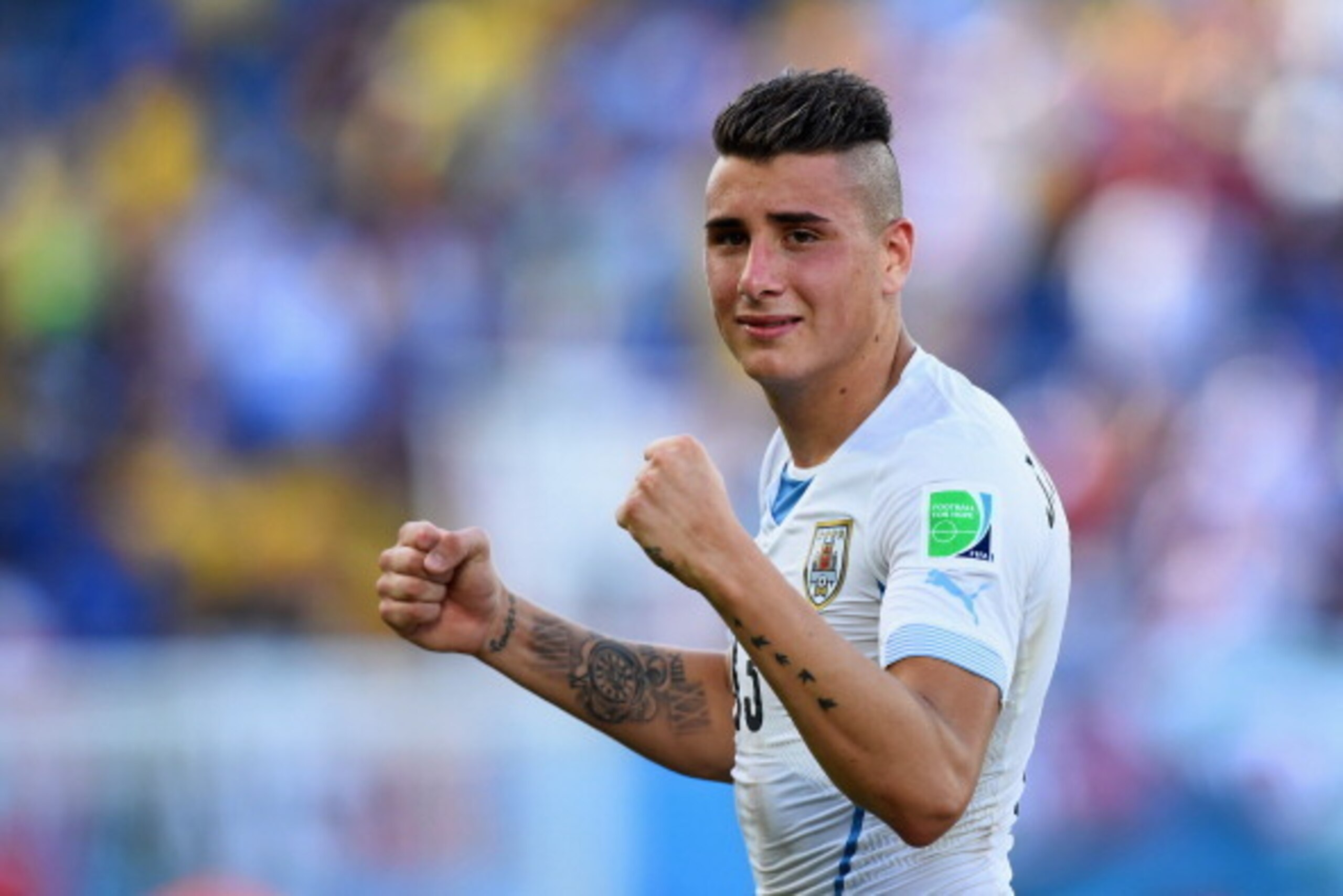 NATAL, BRAZIL - JUNE 24: Jose Gimenez of Uruguay celebrates victory after the 2014 FIFA World Cup Brazil Group D match between Italy and Uruguay at Estadio das Dunas on June 24, 2014 in Natal, Brazil. (Photo by Matthias Hangst/Getty Images) NATAL, BRAZIL - JUNE 24: Jose Gimenez of Uruguay celebrates victory after the 2014 FIFA World Cup Brazil Group D match between Italy and Uruguay at Estadio das Dunas on June 24, 2014 in Natal, Brazil. (Photo by Matthias Hangst/Getty Images)