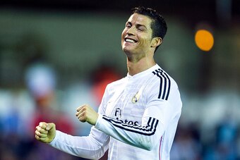 EIBAR, SPAIN - NOVEMBER 22:  Cristiano Ronaldo of Real Madrid celebrates after scoring during the La Liga match betweenÊSD Eibar andÊReal Madrid at Ipurua Municipal Stadium on November 22, 2014 in Eibar, Spain.  (Photo by Juan Manuel Serrano Arce/Getty Im