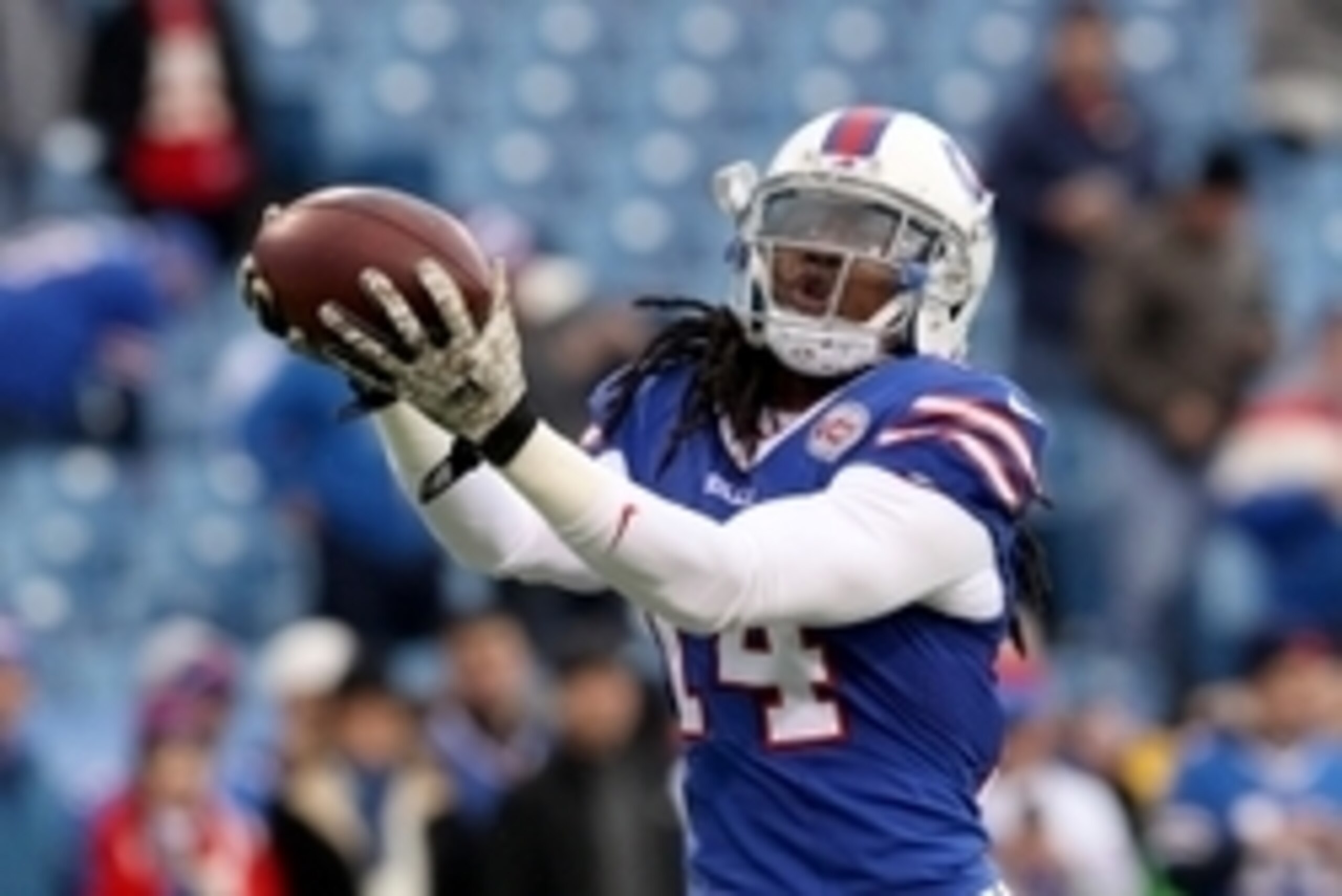 Nov 9, 2014; Orchard Park, NY, USA; Buffalo Bills wide receiver Sammy Watkins (14) catches a ball before a game against the Kansas City Chiefs at Ralph Wilson Stadium. Mandatory Credit: Timothy T. Ludwig-USA TODAY Sports