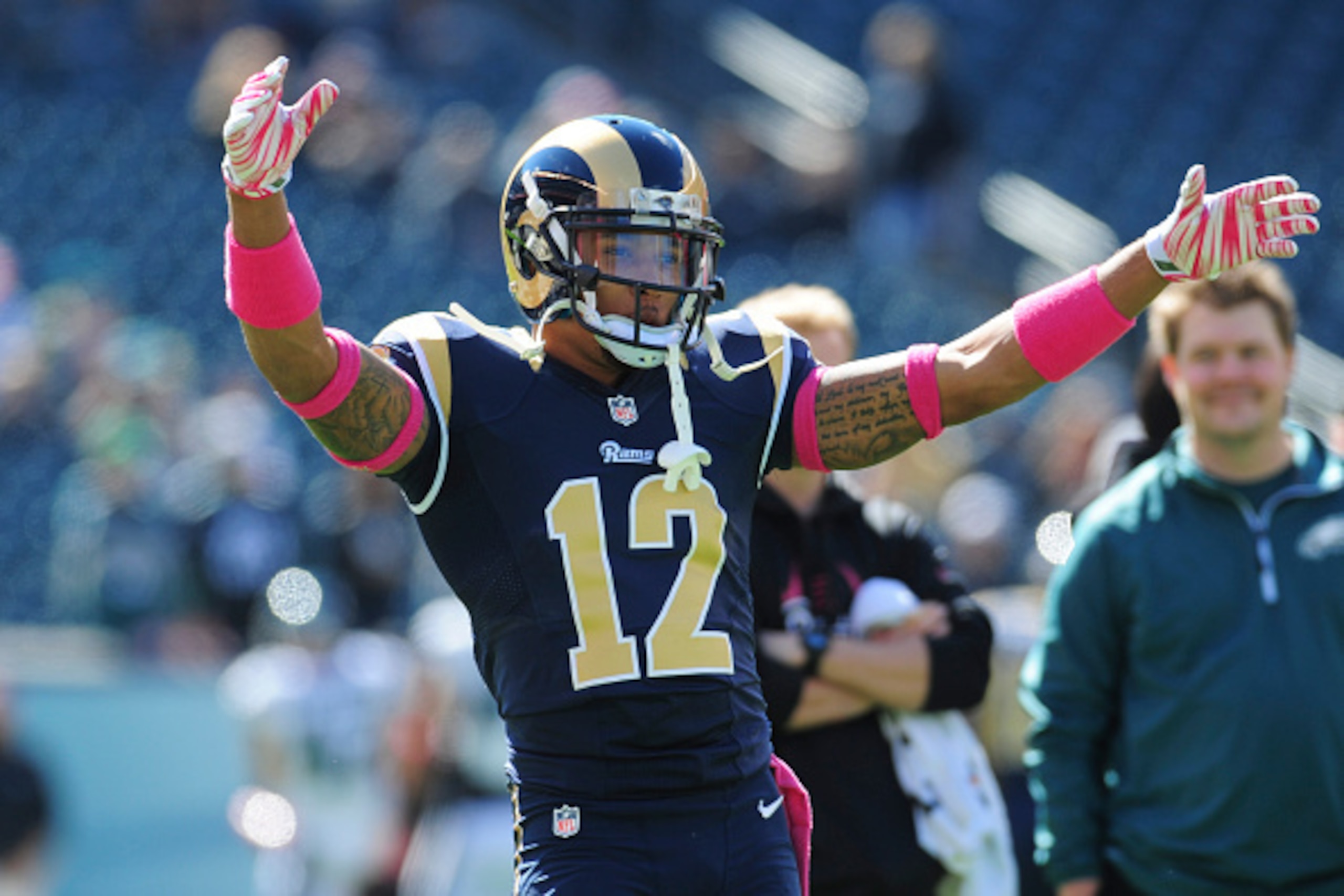 PHILADELPHIA, PA - OCTOBER 5: Wide receiver Stedman Bailey #12 of the St. Louis Rams dances during warm ups piror to the game against the Philadelphia Eagles on October 5, 2014 at Lincoln Financial Field in Philadelphia, Pennsylvania. (Photo by Evan Habee PHILADELPHIA, PA - OCTOBER 5: Wide receiver Stedman Bailey #12 of the St. Louis Rams dances during warm ups piror to the game against the Philadelphia Eagles on October 5, 2014 at Lincoln Financial Field in Philadelphia, Pennsylvania. (Photo by Evan Habee