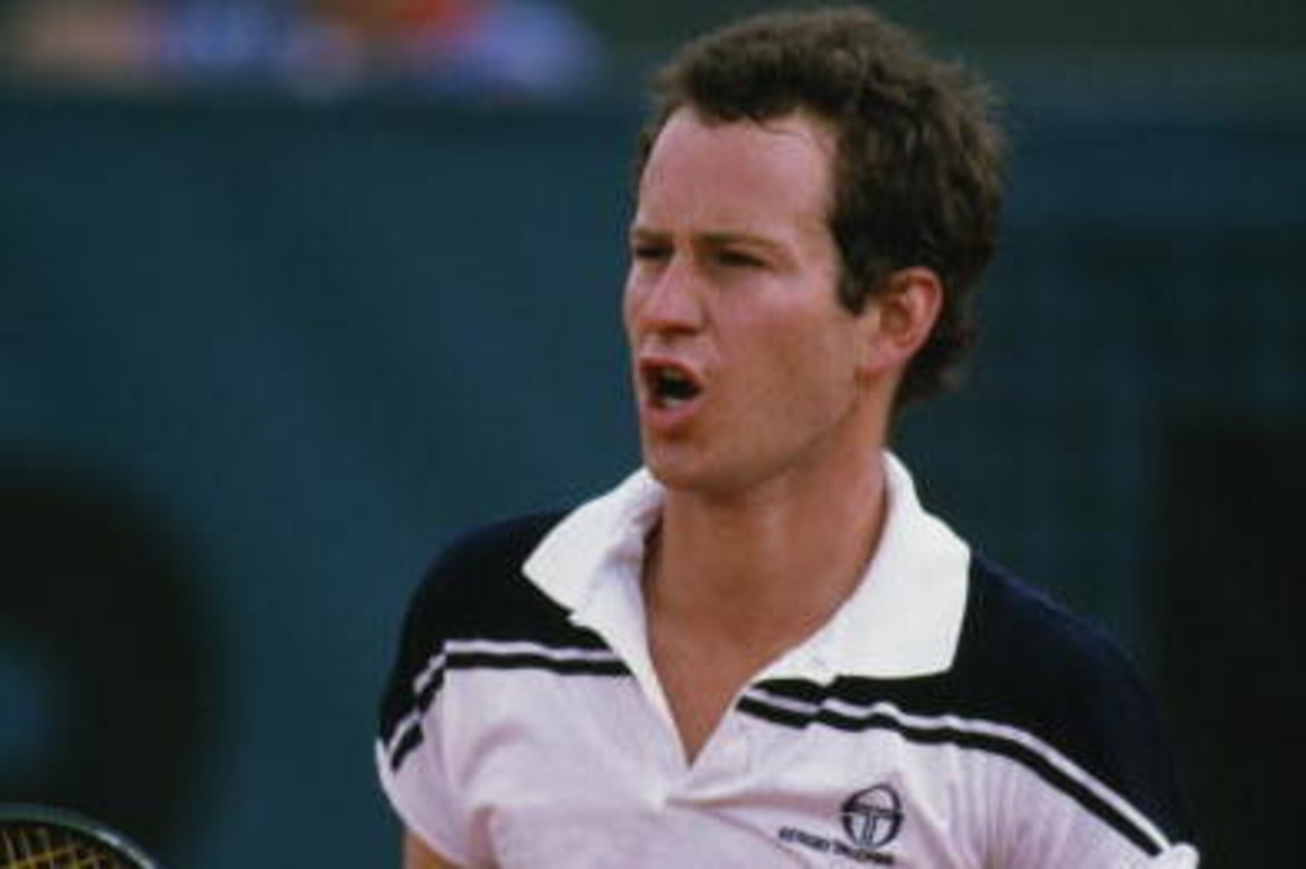 American tennis player John McEnroe during the men's singles final of the Tournoi de Roland-Garros (French Open) against Ivan Lendl, at the Stade Roland Garros, Paris, June 1984. Lendl won the match 3-6, 2-6, 6-4, 7-5, 7-5.
(Photo by Steve Powell/Getty Im