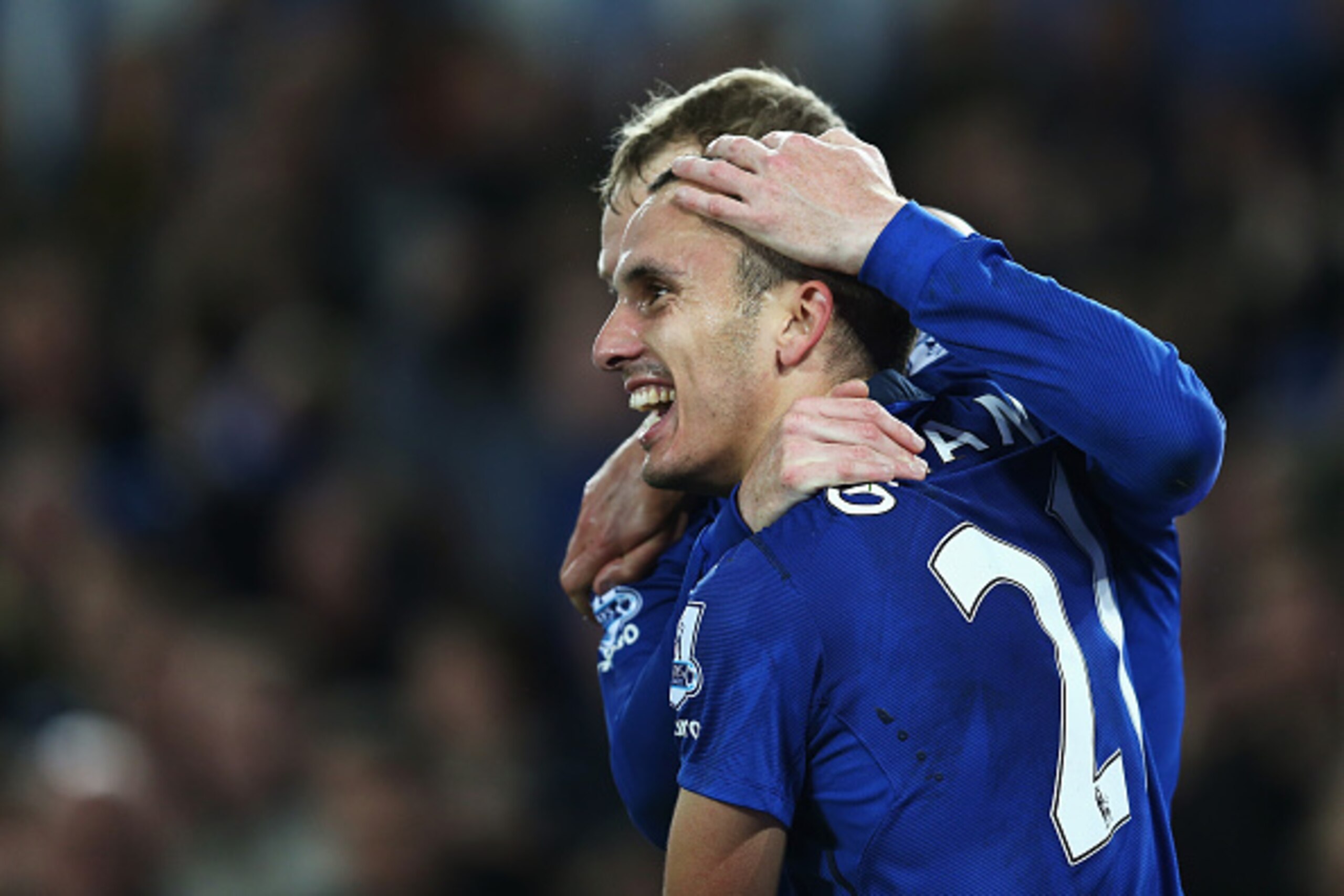 LIVERPOOL, ENGLAND - NOVEMBER 22: Leon Osman of Everton celebrates during the Barclays Premier League match between Everton and West Ham United at Goodison Park on November 22, 2014 in Liverpool, England.  (Photo by Chris Brunskill/Getty Images)