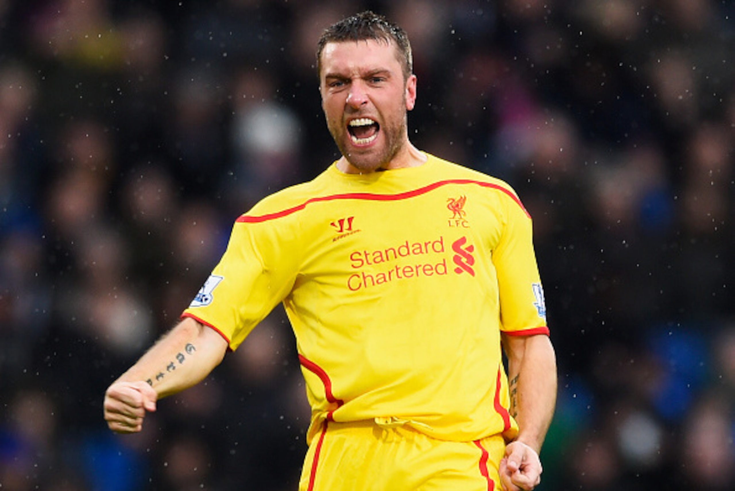 LONDON, ENGLAND - NOVEMBER 23: Rickie Lambert of Liverpool celebrates scoring the opening goal during the Barclays Premier League match between Crystal Palace and Liverpool at Selhurst Park on November 23, 2014 in London, England.  (Photo by Mike Hewitt/G