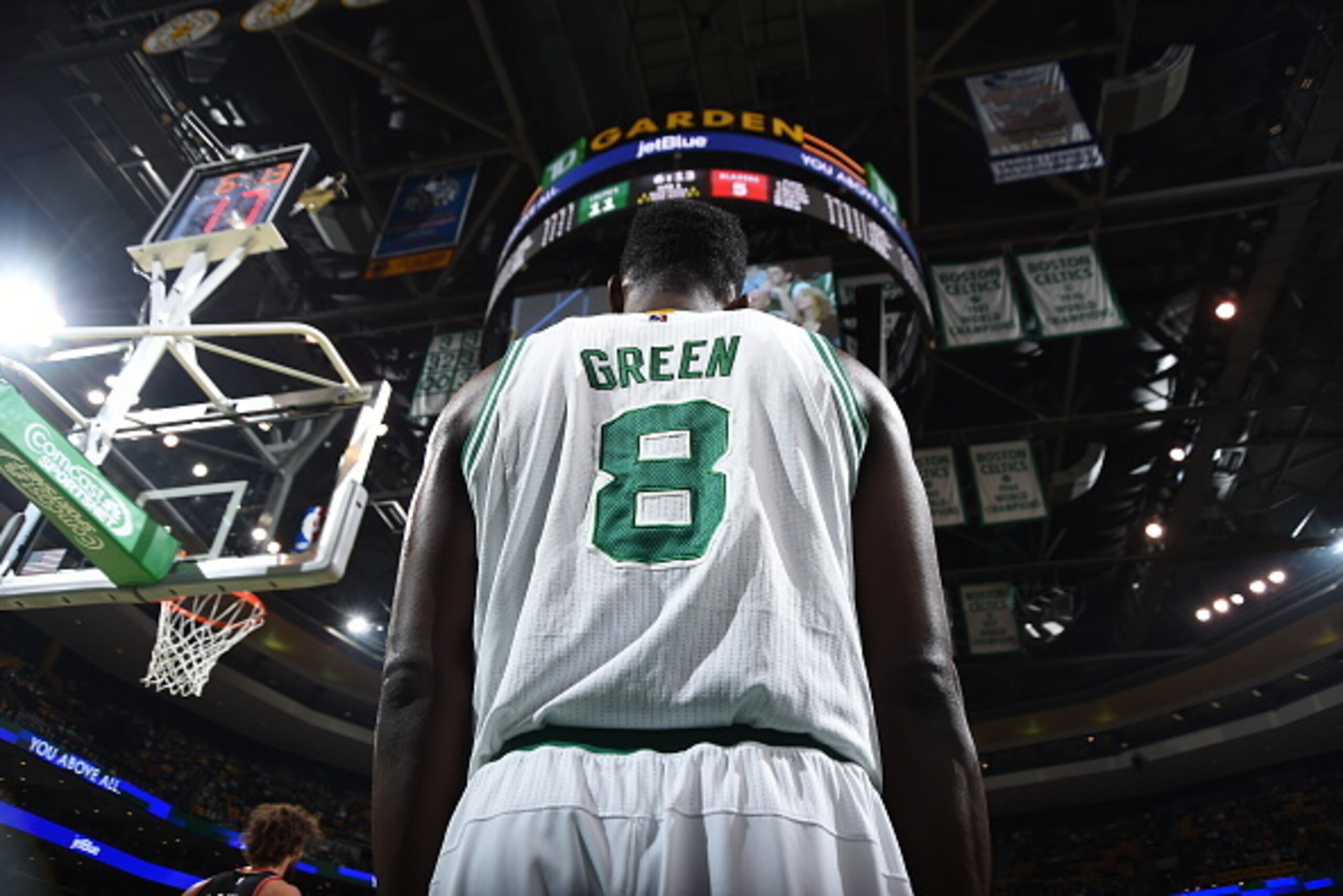 BOSTON, MA - NOVEMBER 23:  Jeff Green #8 of the Boston Celtics during the game against the Portland Trail Blazers on November 23, 2014 at TD Garden in Boston, Massachusetts.  NOTE TO USER: User expressly acknowledges and agrees that, by downloading and or