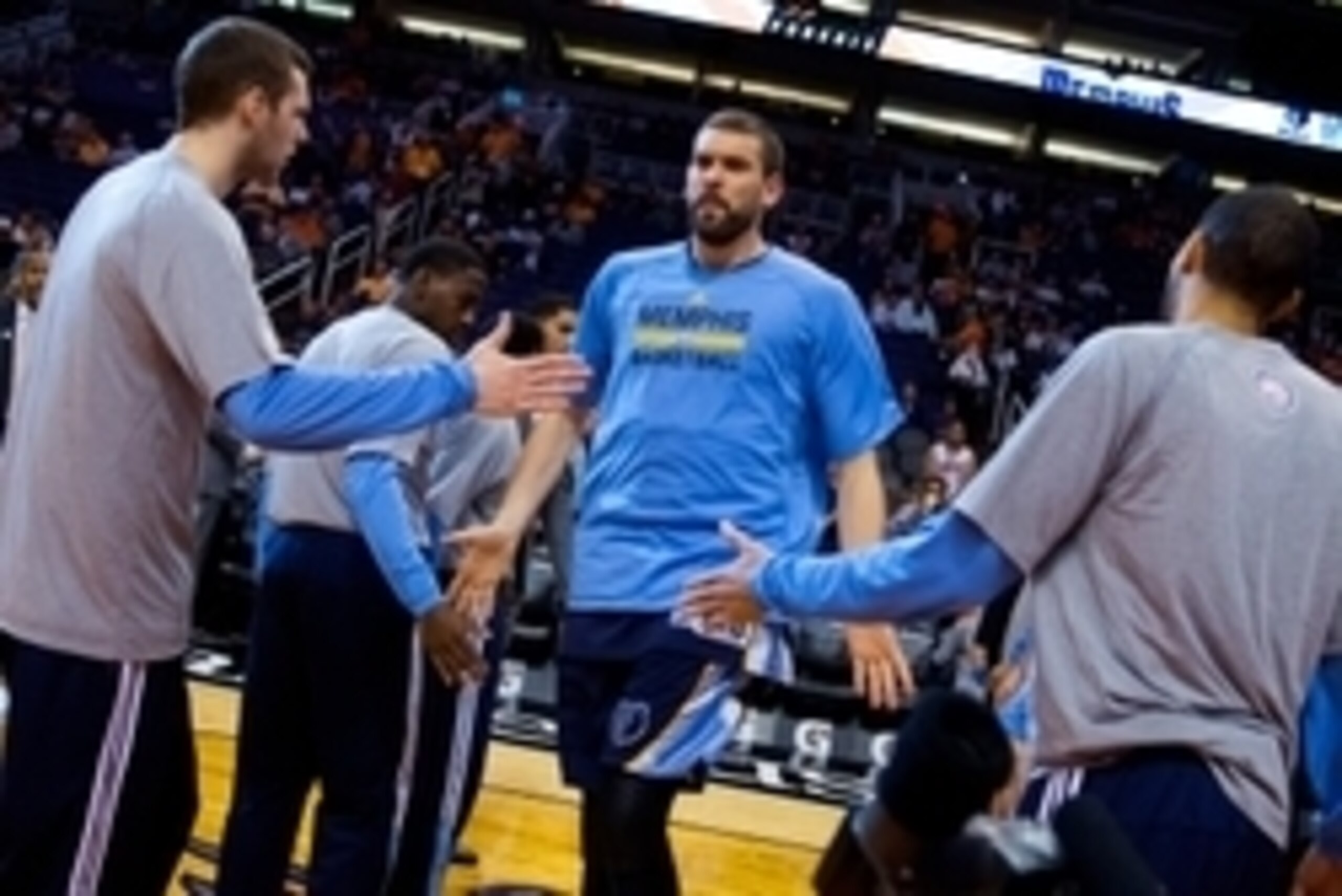 Nov 5, 2014; Phoenix, AZ, USA; Memphis Grizzlies center Marc Gasol (33) against the Phoenix Suns at US Airways Center. The Grizzlies defeated the Suns 102-91. Mandatory Credit: Mark J. Rebilas-USA TODAY Sports