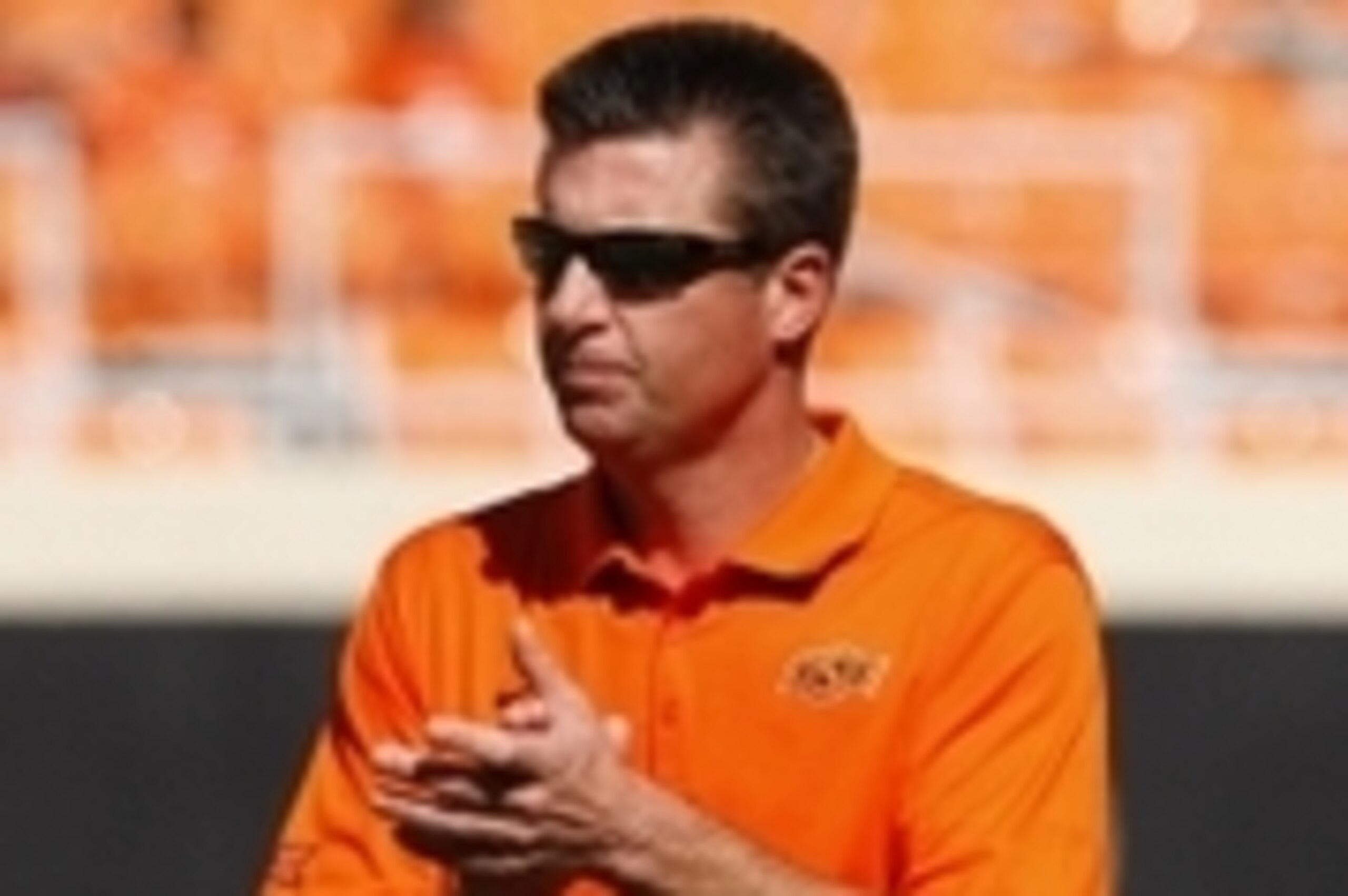 Oct 25, 2014; Stillwater, OK, USA; Oklahoma State Cowboys head coach Mike Gundy before the start of a game against West Virginia Mountaineers at Boone Pickens Stadium. Mandatory Credit: Alonzo Adams-USA TODAY Sports