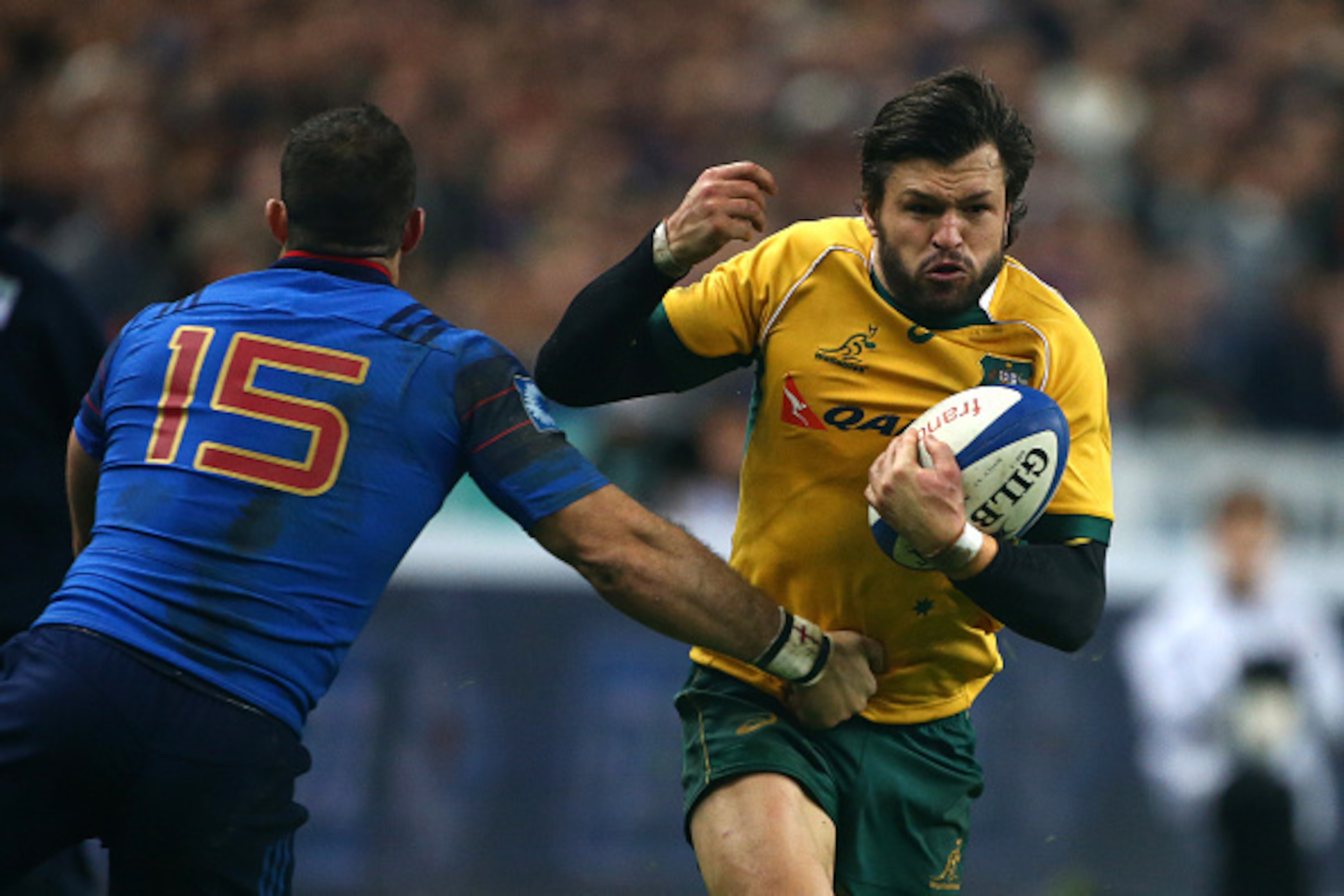 PARIS, FRANCE - NOVEMBER 15: Adam Ashley-Cooper of Australia attacks during the International match between France and Australia at The Stade De France on November 15, 2014 in Paris, France. (Photo by Charlie Crowhurst/Getty Images)