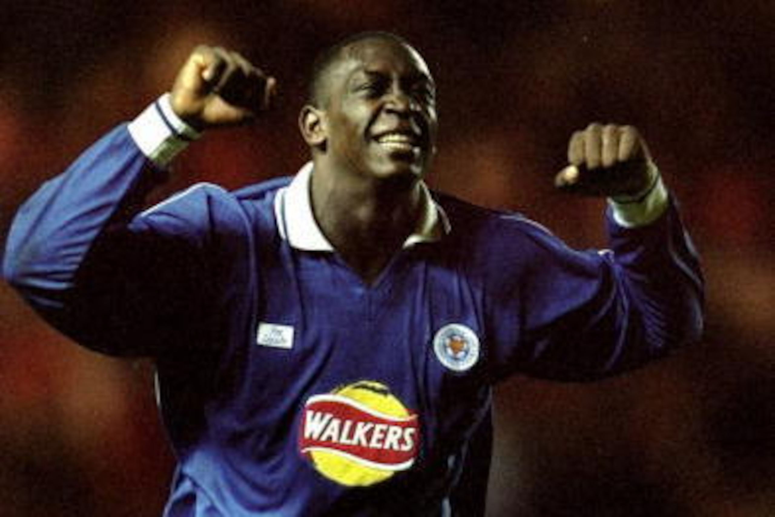 24 Aug 1999: Emile Heskey of Leicester celebrates scoring the third Leicester goal during the Middlesbrough v Leicester City FA Carling Premiership match at The Riverside Stadium, Middlesbrough. Leicester won the game 3-0. \ Mandatory Credit: Mark Thompso