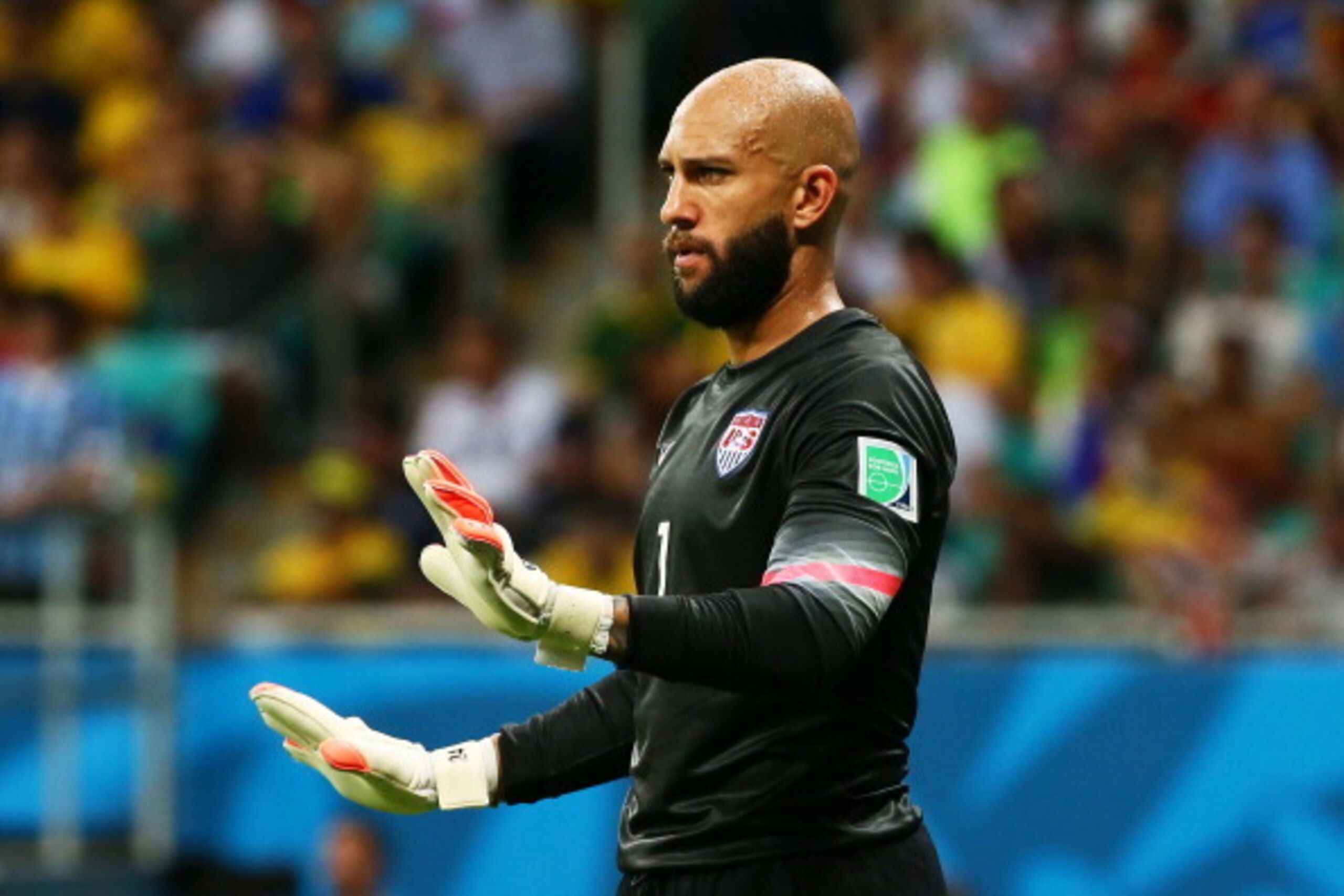 SALVADOR, BRAZIL - JULY 01: Tim Howard of the United States in action during the 2014 FIFA World Cup Brazil Round of 16 match between Belgium and the United States at Arena Fonte Nova on July 1, 2014 in Salvador, Brazil. (Photo by Kevin C. Cox/Getty Ima SALVADOR, BRAZIL - JULY 01: Tim Howard of the United States in action during the 2014 FIFA World Cup Brazil Round of 16 match between Belgium and the United States at Arena Fonte Nova on July 1, 2014 in Salvador, Brazil. (Photo by Kevin C. Cox/Getty Ima