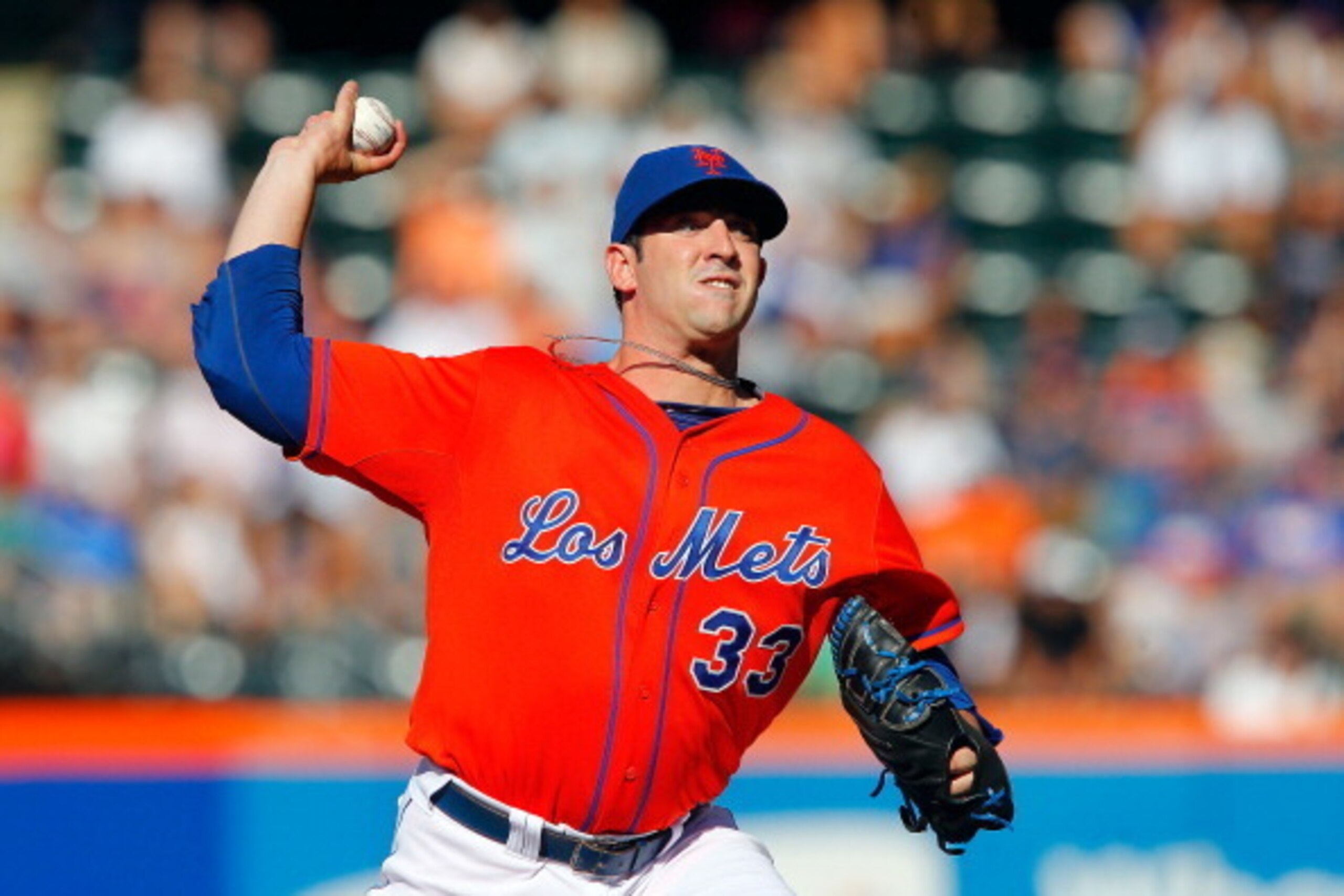 NEW YORK, NY - AUGUST 24:  Matt Harvey #33 of the New York Mets pitches against the Detroit Tigers at Citi Field on August 24, 2013 in the Flushing neighborhood of the Queens borough of New York City.  (Photo by Jim McIsaac/Getty Images)