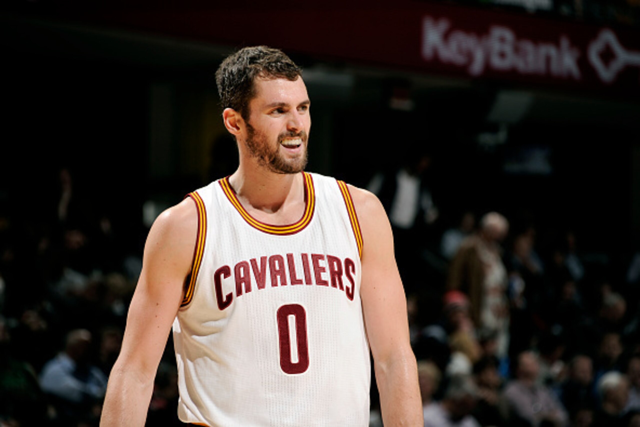 CLEVELAND, OH - NOVEMBER 24: Kevin Love #0 of the Cleveland Cavaliers stands on the court during a game against the Orlando Magic at The Quicken Loans Arena on November 24, 2014 in Cleveland, Ohio. NOTE TO USER: User expressly acknowledges and agrees that