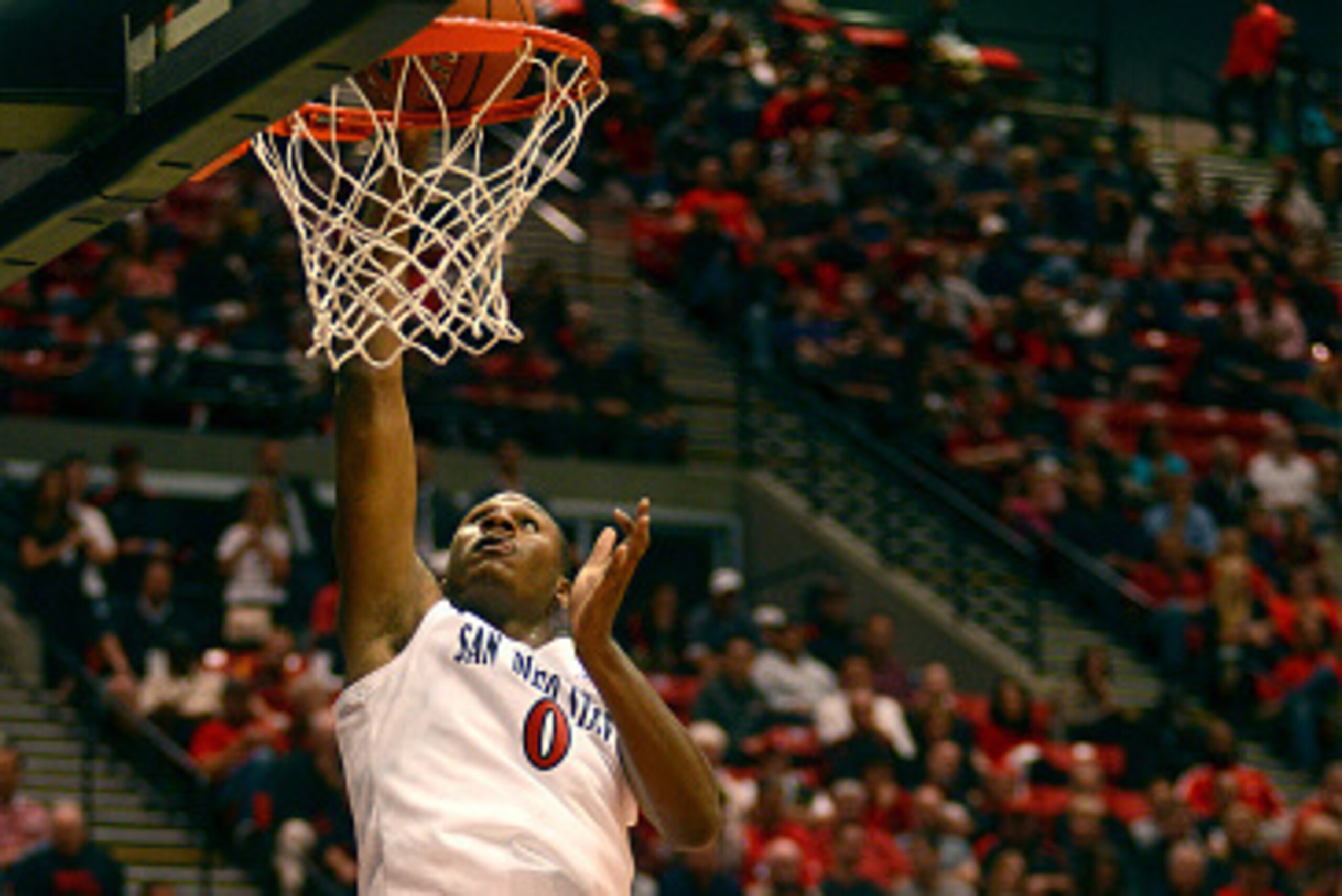 SAN DIEGO, CA - NOVEMBER 14:  Skylar Spencer #0 of the San Diego State Aztecs shoots the ball in the second half of the game against the Cal-State Northridge Matadors at Viejas Arena on November 14, 2014 in San Diego, California. (Photo by Kent C. Horner/