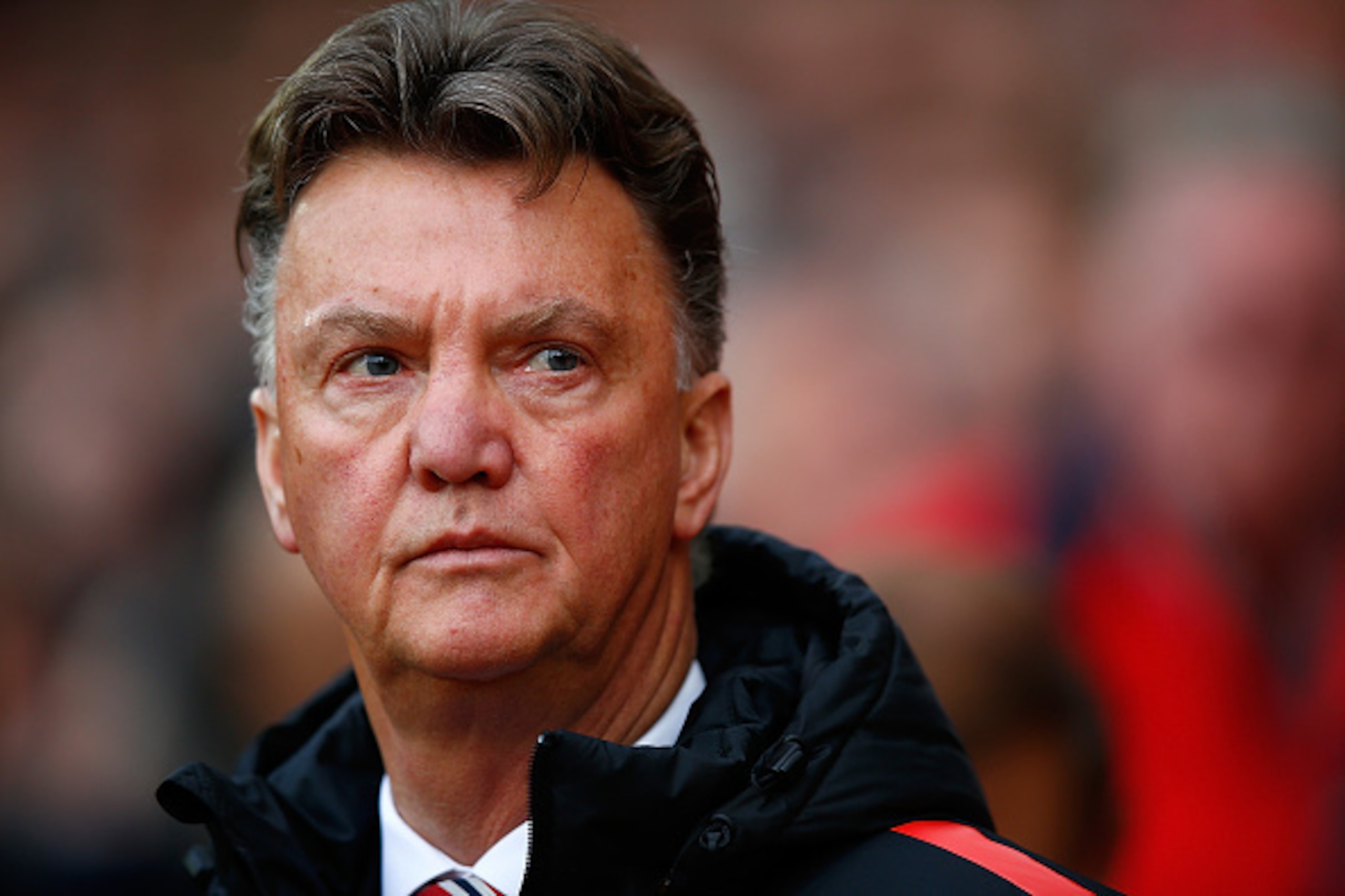 MANCHESTER, ENGLAND - NOVEMBER 08:  Manchester United Manager Louis van Gaal looks on prior to the Barclays Premier League match between Manchester United and Crystal Palace at Old Trafford on November 8, 2014 in Manchester, England.  (Photo by Clive Rose