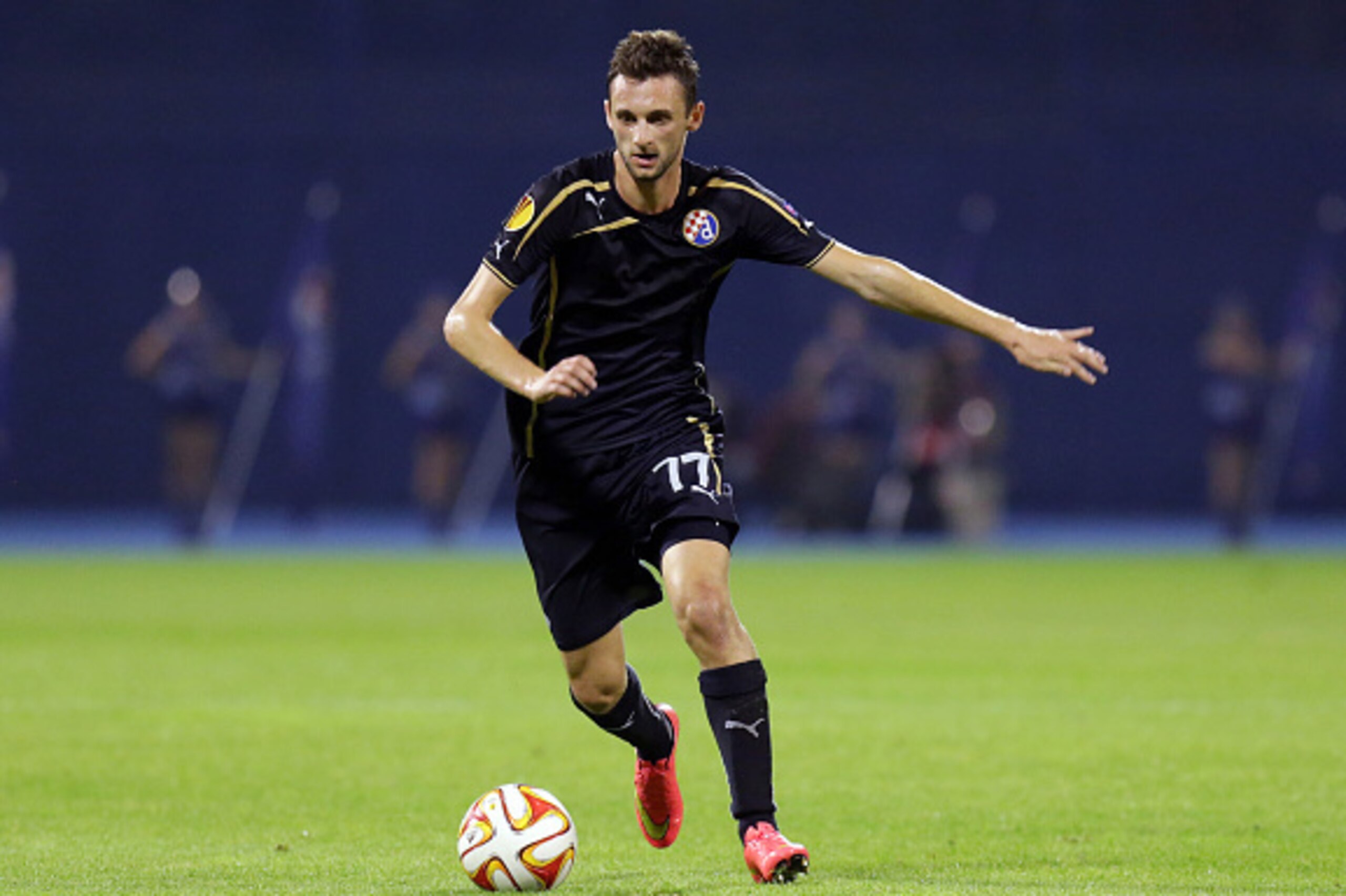 ZAGREB,CROATIA - SEPTEMBER 18:  Marcelo Brozovic of Dinamo Zagreb in action during the UEFA Europe League match between GNK Dinamo Zagreb and FC Astra Giurgiu at the Maksimir Stadium on September 18, 2014 in Zagreb,Croatia. (Photo by Damir Sencar/EuroFoot
