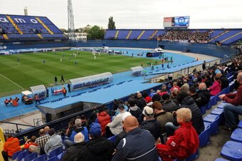 ZAGREB,CROATIA - MAY 17:  General view of playfield and fans during the Croatian Prva HNL Liga match between FC Dinamo Zagreb and FC Hajduk Split at the Maksimir Stadium on May. 17, 2014 in Zagreb, Croatia. (Photo by Damir Sencar/EuroFootball/Getty Images