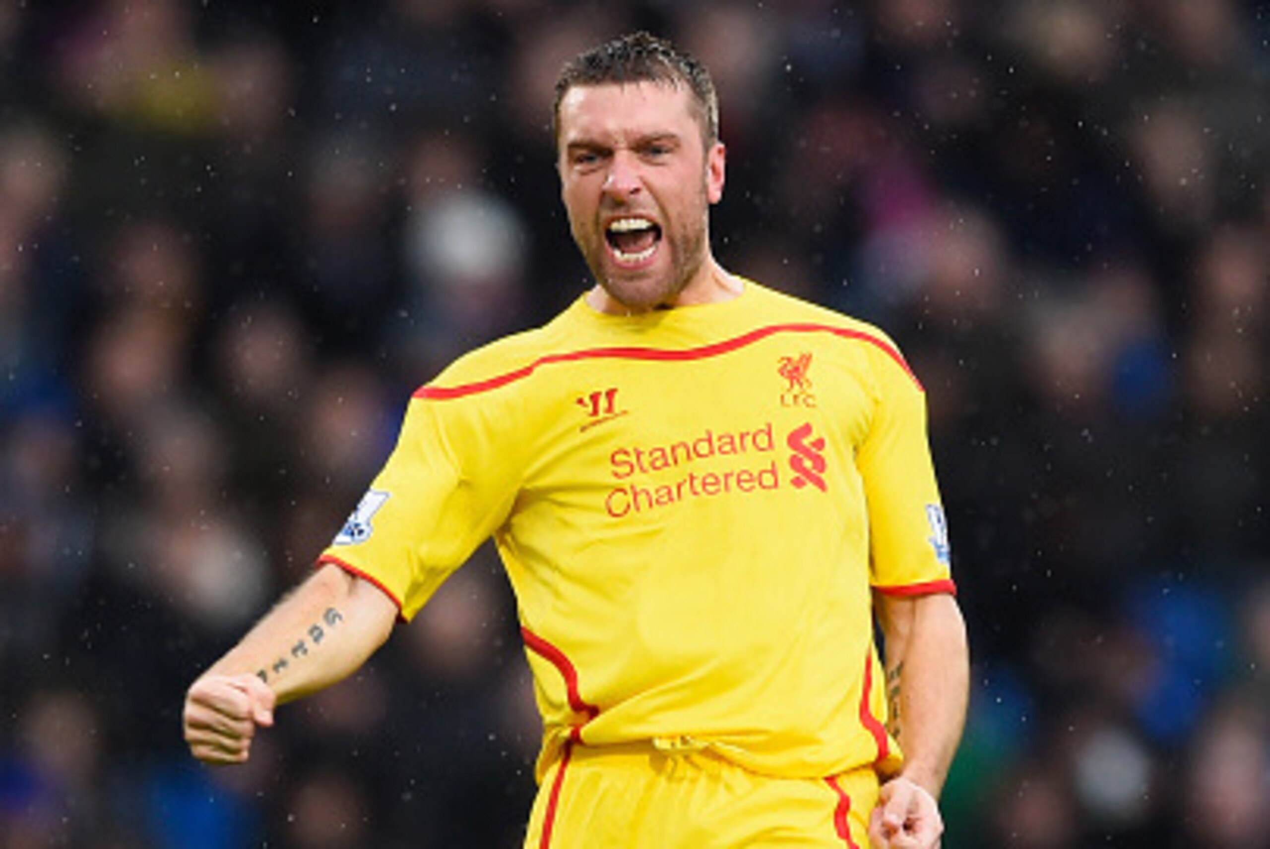 LONDON, ENGLAND - NOVEMBER 23: Rickie Lambert of Liverpool celebrates scoring the opening goal during the Barclays Premier League match between Crystal Palace and Liverpool at Selhurst Park on November 23, 2014 in London, England.  (Photo by Mike Hewitt/G