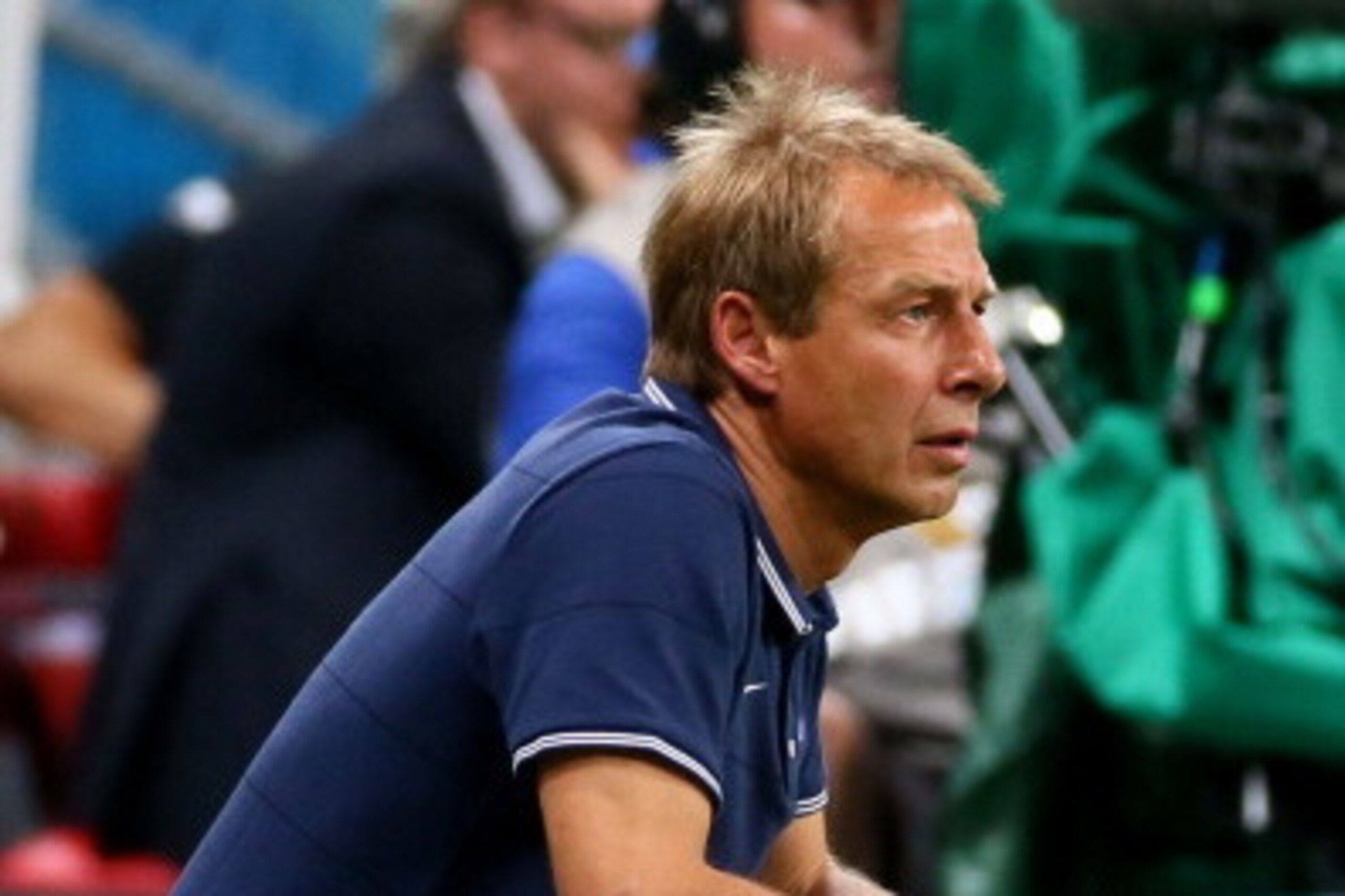 SALVADOR, BRAZIL - JULY 01:  Head coach Jurgen Klinsmann of the United States looks on during the 2014 FIFA World Cup Brazil Round of 16 match between Belgium and the United States at Arena Fonte Nova on July 1, 2014 in Salvador, Brazil.  (Photo by Kevin 