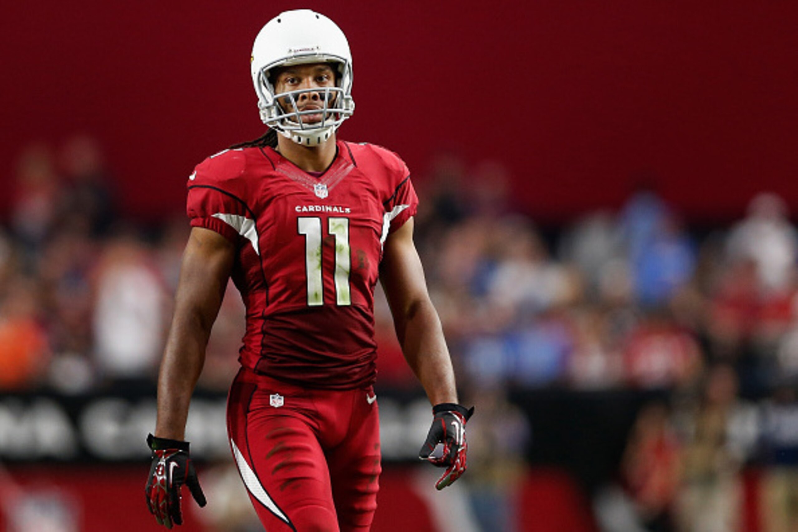 GLENDALE, AZ - NOVEMBER 16: Wide receiver Larry Fitzgerald #11 of the Arizona Cardinals on the field during the NFL game against the Detroit Lions at the University of Phoenix Stadium on November 16, 2014 in Glendale, Arizona. The Cardinals defeated the GLENDALE, AZ - NOVEMBER 16: Wide receiver Larry Fitzgerald #11 of the Arizona Cardinals on the field during the NFL game against the Detroit Lions at the University of Phoenix Stadium on November 16, 2014 in Glendale, Arizona. The Cardinals defeated the