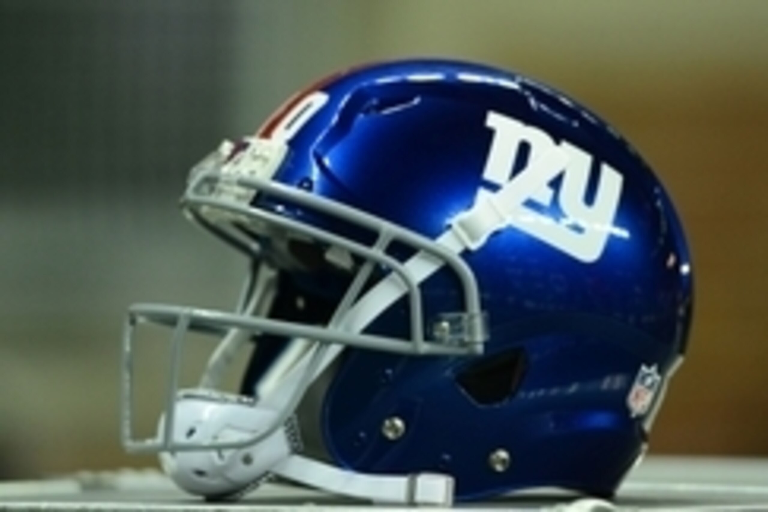 Sep 8, 2014; Detroit, MI, USA; New York Giants helmet on the bench against the Detroit Lions at Ford Field. Mandatory Credit: Andrew Weber-USA TODAY Sports