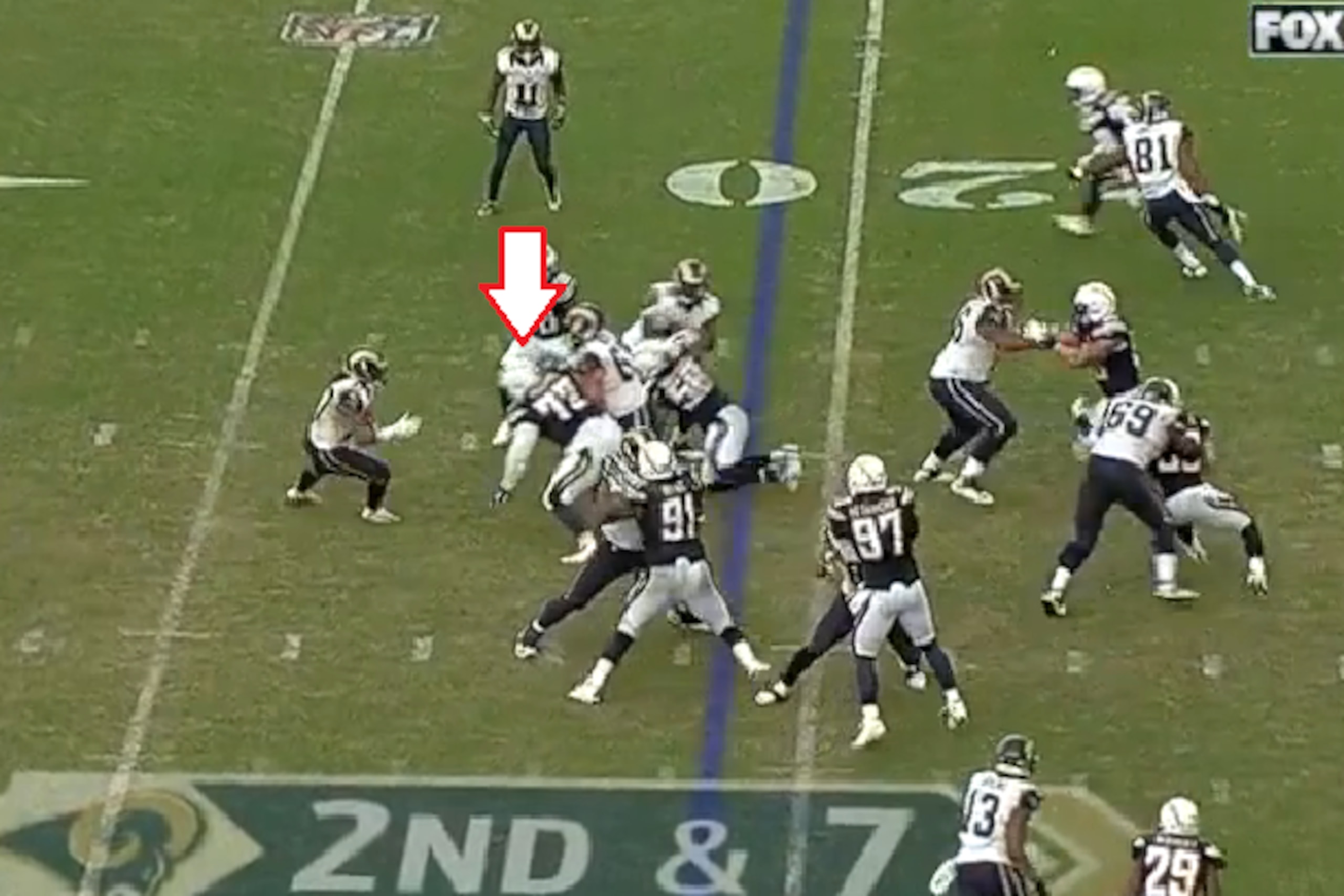 Tre Mason sees an opening to his right. He just has to beat Palepoi.