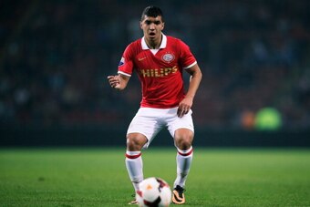 EINDHOVEN, NETHERLANDS - SEPTEMBER 25:  Zakaria Bakkali of PSV in action during the Dutch Cup match between PSV Eindhoven and SC Stormvogels Telstar at the Philips Stadion on September 25, 2013 in Eindhoven, Netherlands.  (Photo by Dean Mouhtaropoulos/Get