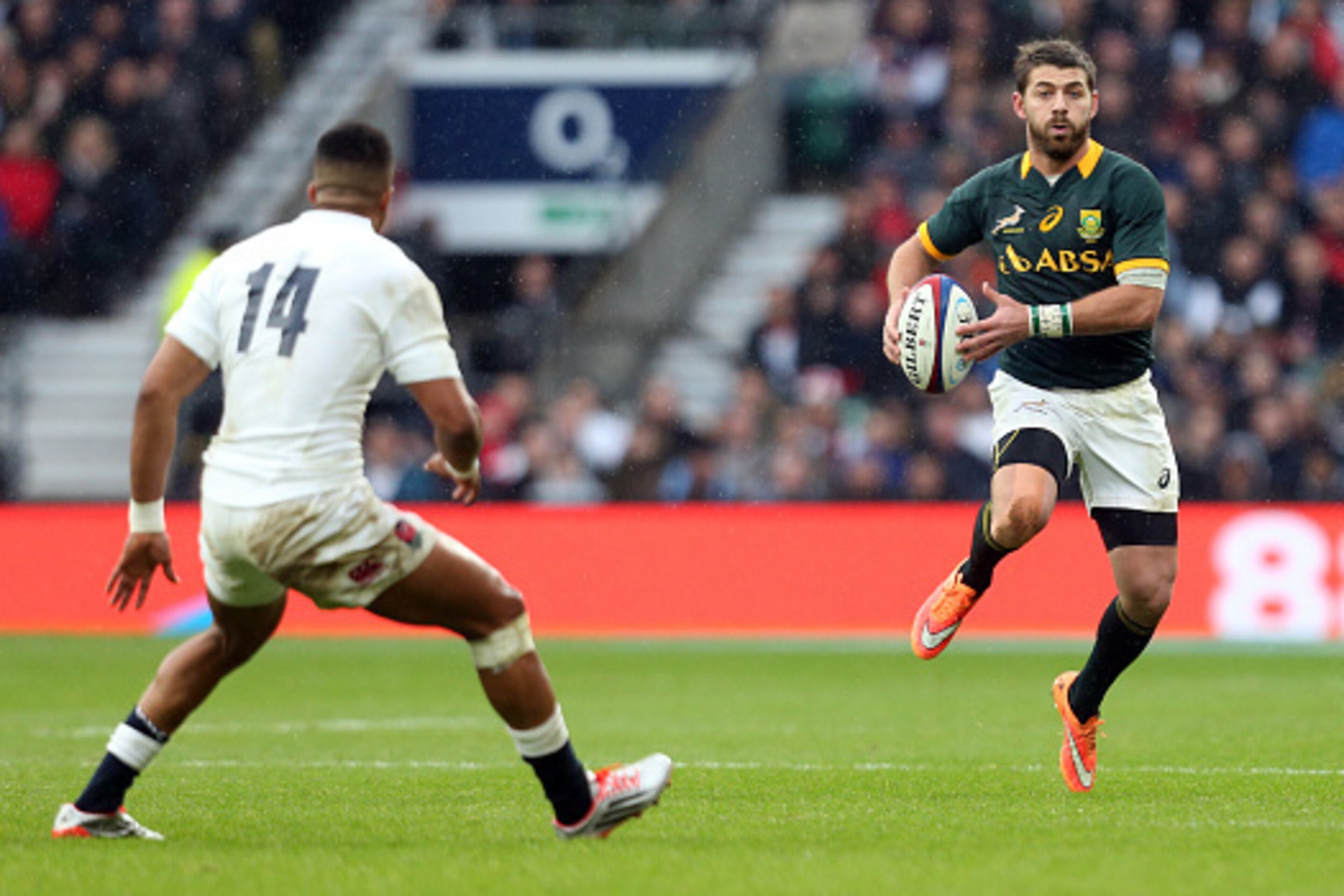 LONDON, ENGLAND - NOVEMBER 15: Willie le Roux of South Africa during the QBE International match between England and South Africa at Twickenham Stadium on November 15, 2014 in London, England. (Photo by Steve Haag/Gallo Images/Getty Images) LONDON, ENGLAND - NOVEMBER 15: Willie le Roux of South Africa during the QBE International match between England and South Africa at Twickenham Stadium on November 15, 2014 in London, England. (Photo by Steve Haag/Gallo Images/Getty Images)