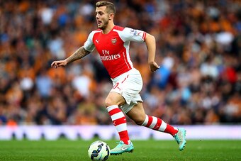 LONDON, ENGLAND - OCTOBER 18:  Jack Wilshere of Arsenal in action during the Barclays Premier League match between Arsenal and Hull City at Emirates Stadium on October 18, 2014 in London, England.  (Photo by Clive Rose/Getty Images)