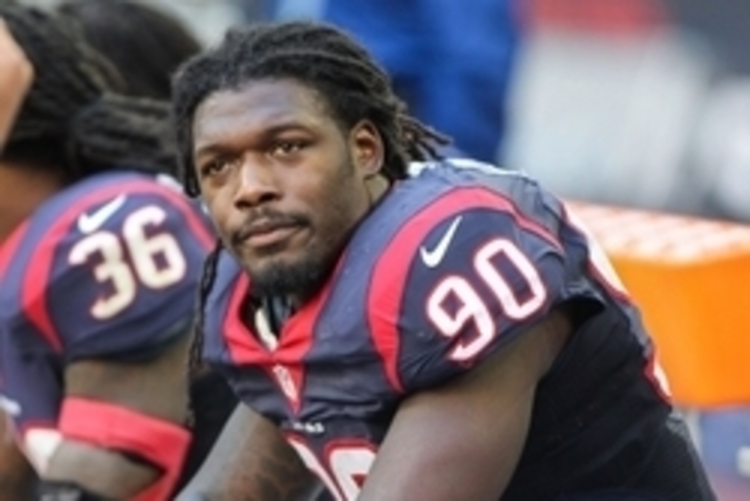 Nov 23, 2014; Houston, TX, USA; Houston Texans outside linebacker Jadeveon Clowney (90) during the game against the Cincinnati Bengals at NRG Stadium. Mandatory Credit: Troy Taormina-USA TODAY Sports