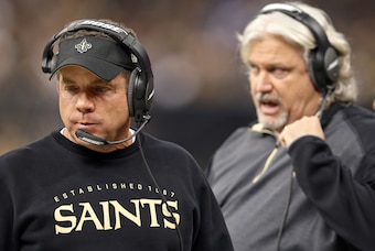 Nov 24, 2014; New Orleans, LA, USA; New Orleans Saints head coach Sean Payton and defensive coordinator Rob Ryan on the sidelines in the second quarter of their game against the Baltimore Ravens at the Mercedes-Benz Superdome. Mandatory Credit: Chuck Cook