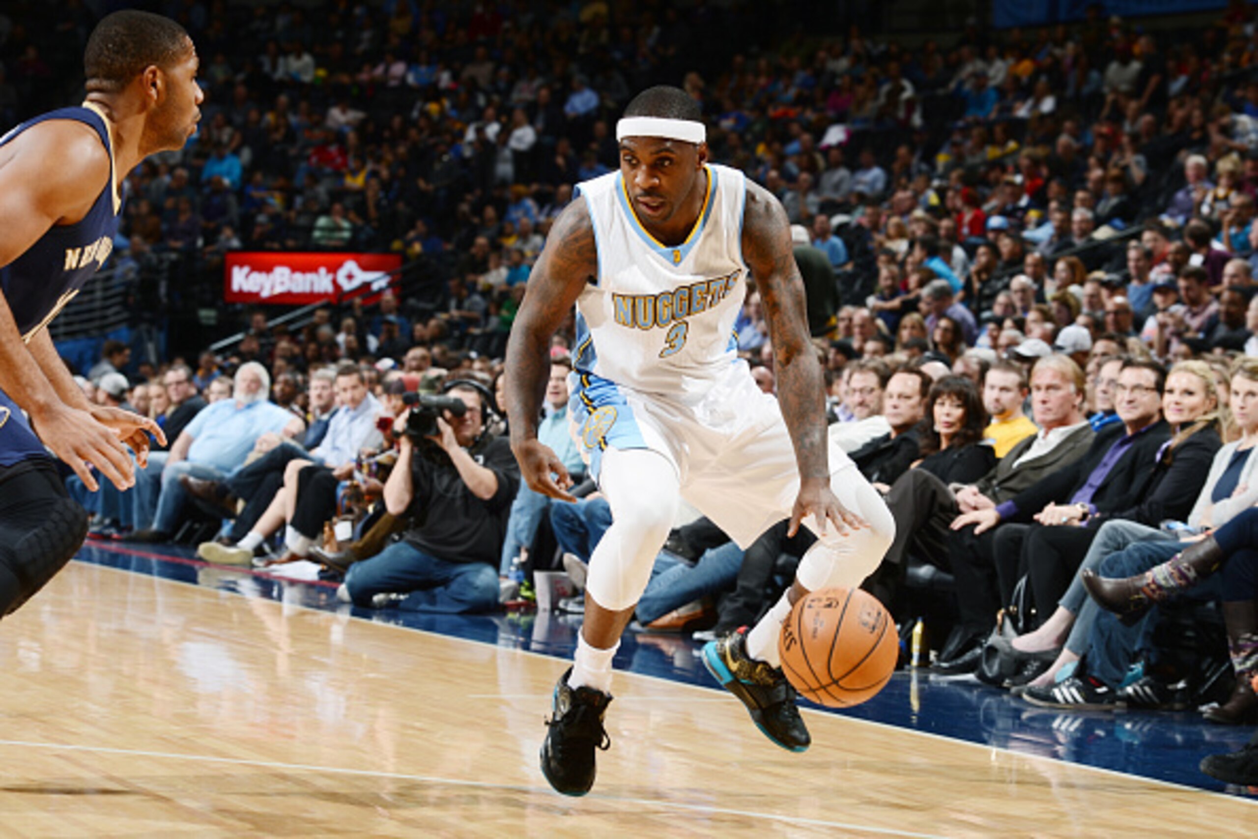 DENVER, CO - NOVEMBER 21: Ty Lawson #3 of the Denver Nuggets drives to the basket against the New Orleans Pelicans during the game on November 21, 2014 at Pepsi Center in Denver, Colorado. NOTE TO USER: User expressly acknowledges and agrees that, by dow DENVER, CO - NOVEMBER 21: Ty Lawson #3 of the Denver Nuggets drives to the basket against the New Orleans Pelicans during the game on November 21, 2014 at Pepsi Center in Denver, Colorado. NOTE TO USER: User expressly acknowledges and agrees that, by dow