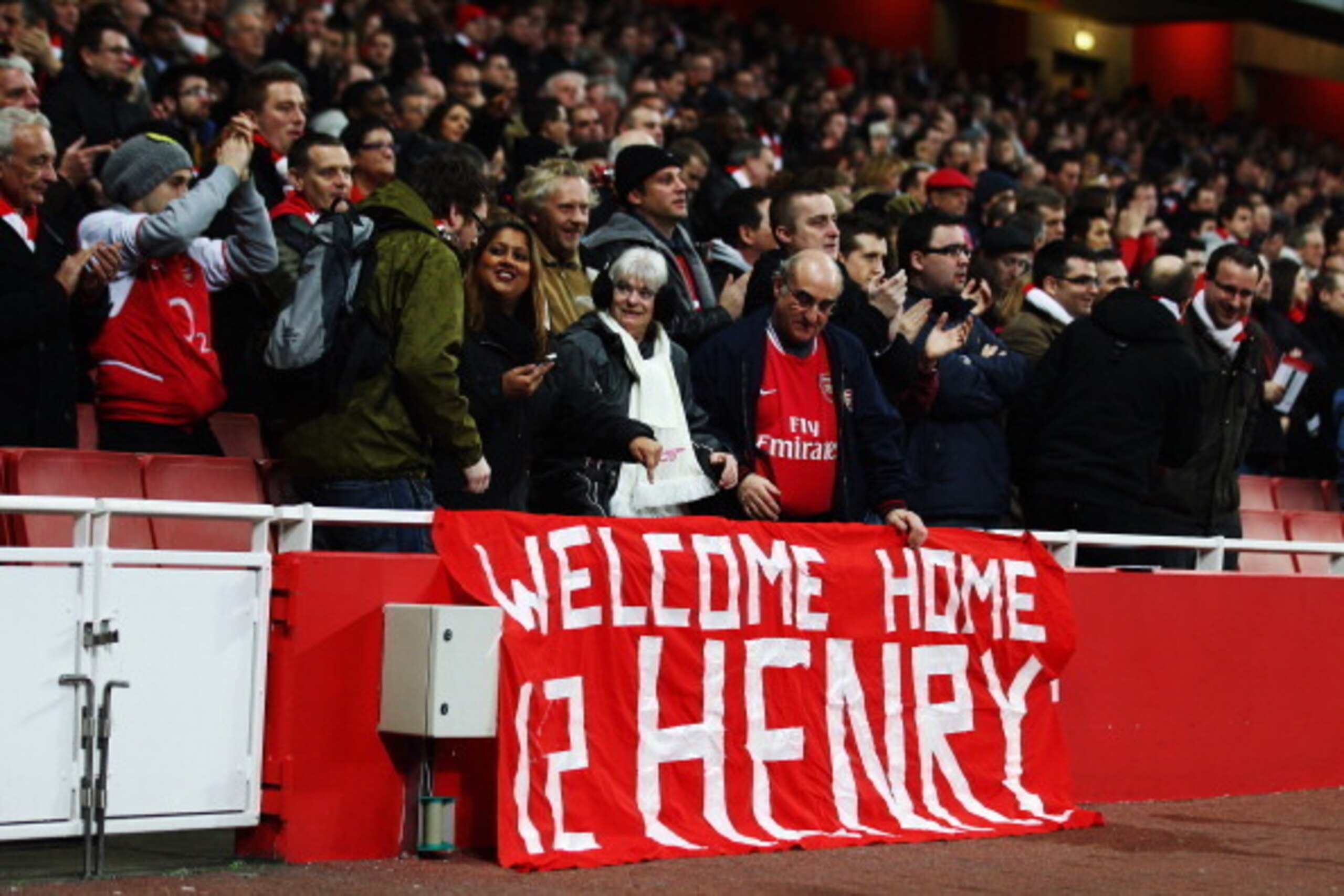 LONDON, ENGLAND - JANUARY 09: Fans show their support for Thierry Henry of Arsenal during the FA Cup Third Round match between Arsenal and Leeds United at the Emirates Stadium on January 9, 2012 in London, England. (Photo by Clive Mason/Getty Images) LONDON, ENGLAND - JANUARY 09: Fans show their support for Thierry Henry of Arsenal during the FA Cup Third Round match between Arsenal and Leeds United at the Emirates Stadium on January 9, 2012 in London, England. (Photo by Clive Mason/Getty Images)