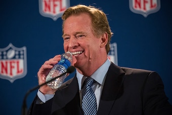 NEW YORK, NY - OCTOBER 08:  NFL Commissioner Roger Goodell holds a press conference on October 8, 2014 in New York City. Goodell addressed the media at the conclusion of the annual Fall league meeting in the wake of a string of high-profile incidents, inc