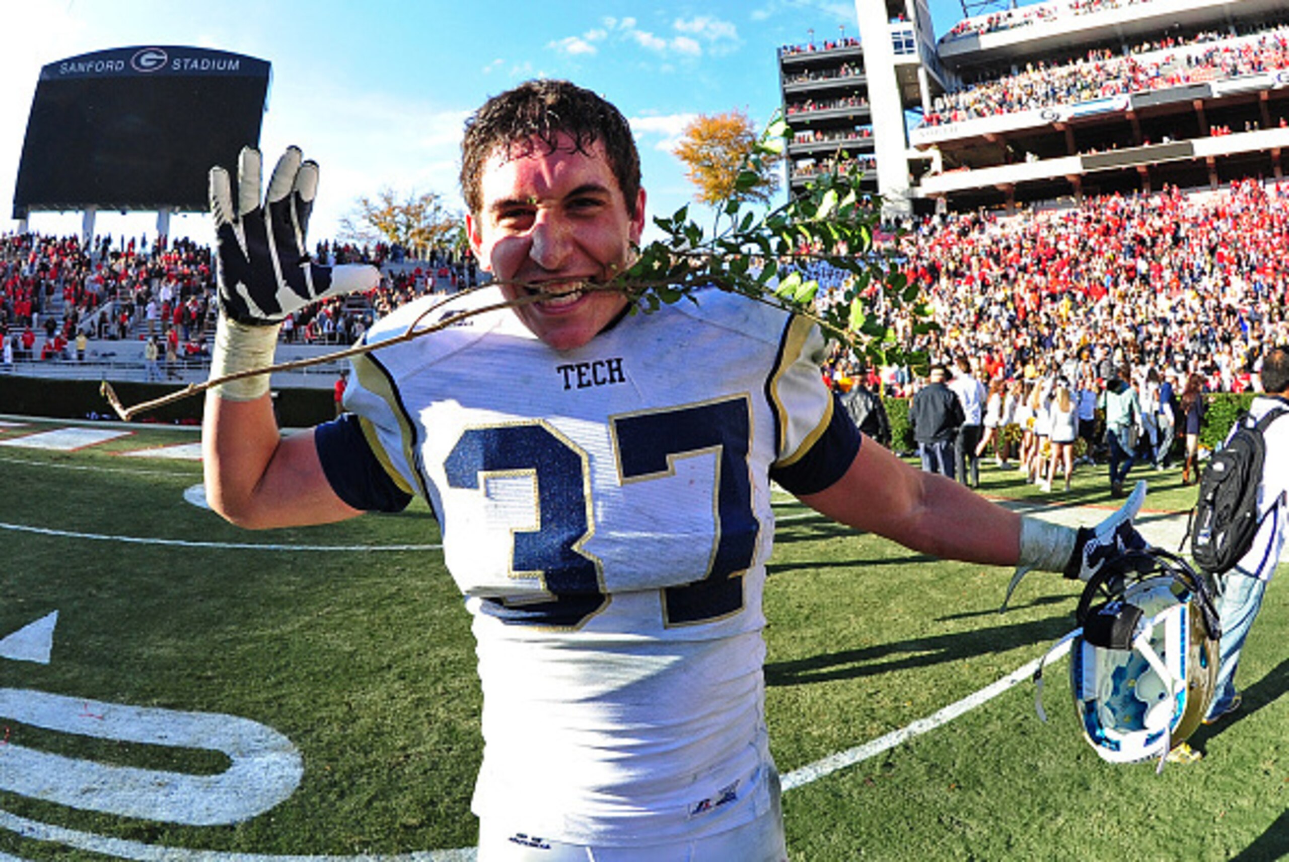 ATHENS, GA - NOVEMBER 29: Zach Laskey #37 of the Georgia Tech Yellow Jackets celebrates after the game against the Georgia Bulldogs at Sanford Stadium on November 29, 2014 in Athens, Georgia. (Photo by Scott Cunningham/Getty Images) ATHENS, GA - NOVEMBER 29: Zach Laskey #37 of the Georgia Tech Yellow Jackets celebrates after the game against the Georgia Bulldogs at Sanford Stadium on November 29, 2014 in Athens, Georgia. (Photo by Scott Cunningham/Getty Images)