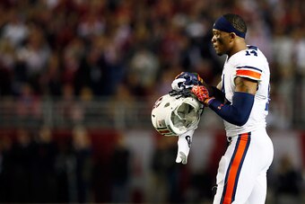 TUSCALOOSA, AL - NOVEMBER 29:  Nick Marshall #14 of the Auburn Tigers looks on in the first half against against the Alabama Crimson Tide during the Iron Bowl at Bryant-Denny Stadium on November 29, 2014 in Tuscaloosa, Alabama.  (Photo by Kevin C. Cox/Get