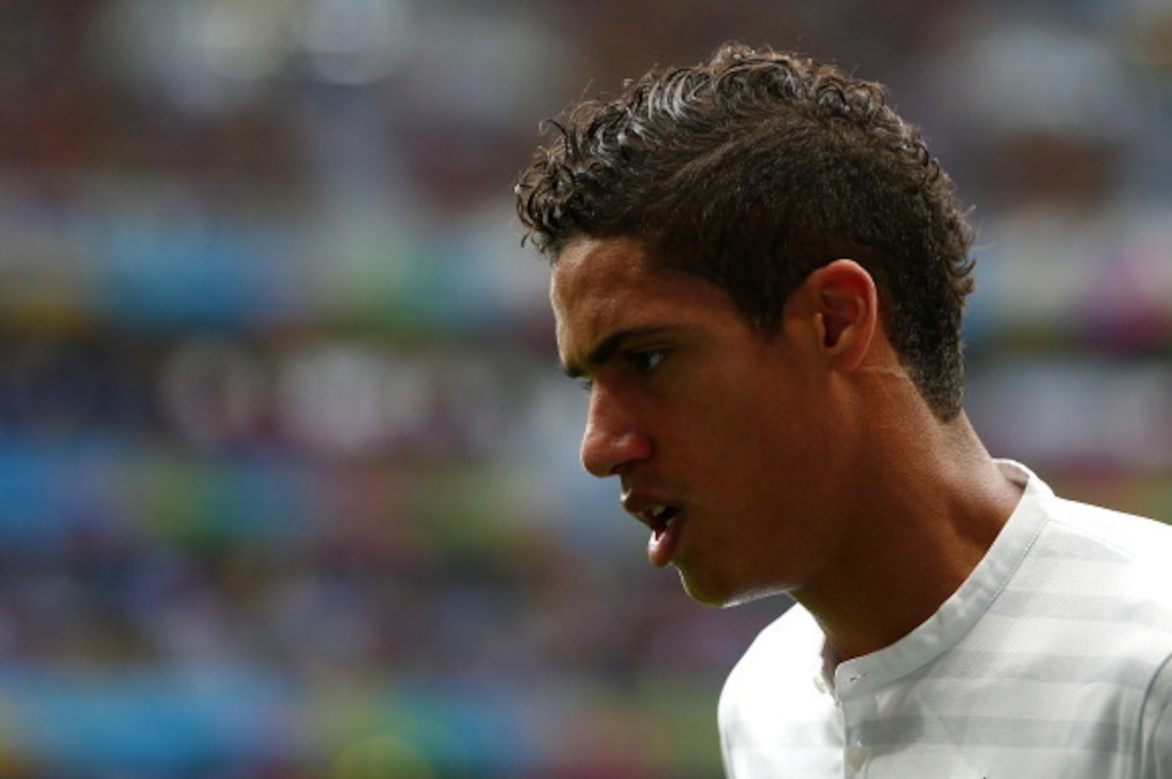 BRASILIA, BRAZIL - JUNE 30: Raphael Varane of France looks on during the 2014 FIFA World Cup Brazil Round of 16 match between France and Nigeria at Estadio Nacional on June 30, 2014 in Brasilia, Brazil.  (Photo by Quinn Rooney/Getty Images)