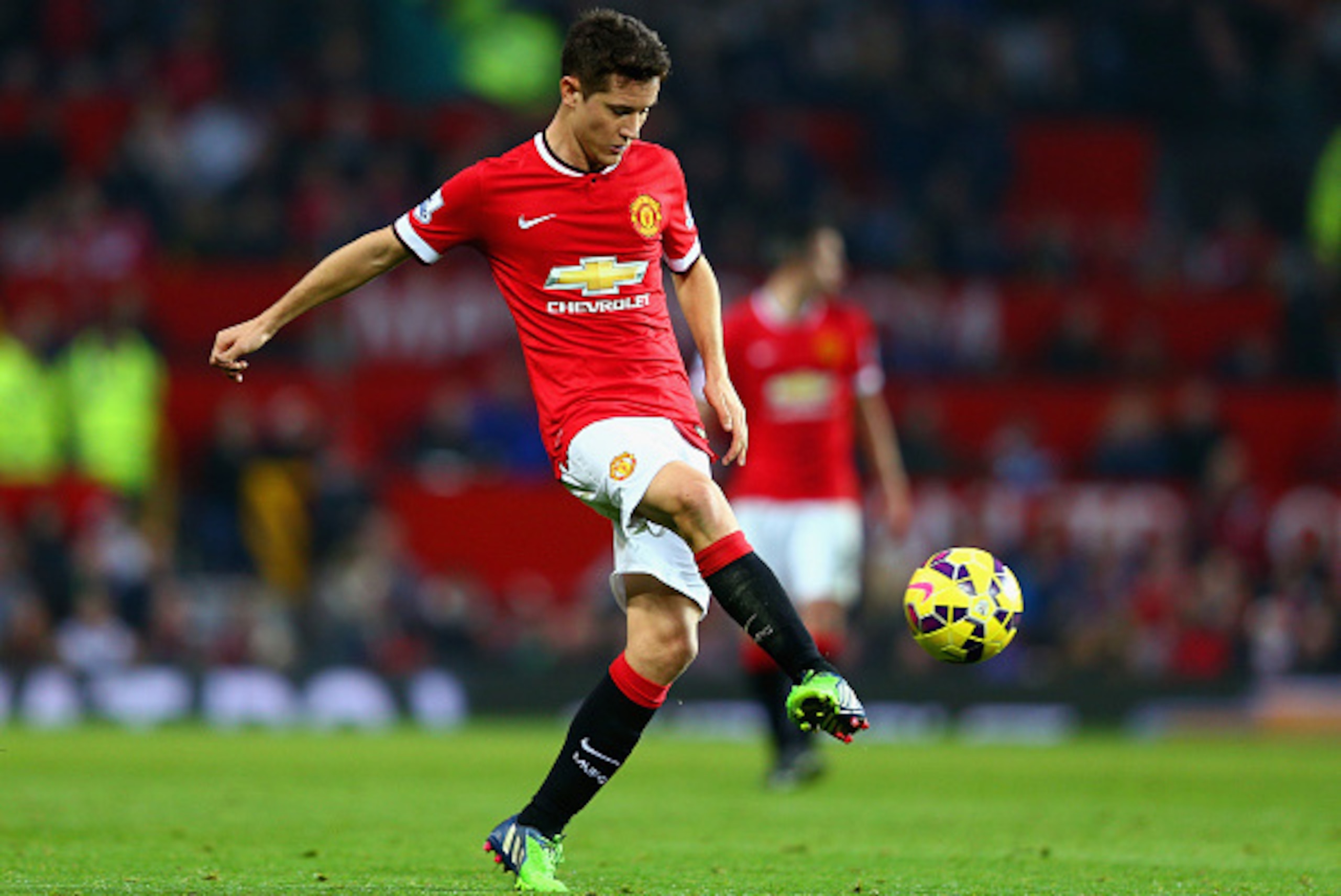 MANCHESTER, ENGLAND - NOVEMBER 29:  Ander Herrera of Manchester United on the ball during the Barclays Premier League match between Manchester United and Hull City at Old Trafford on November 29, 2014 in Manchester, England.  (Photo by Clive Mason/Getty I