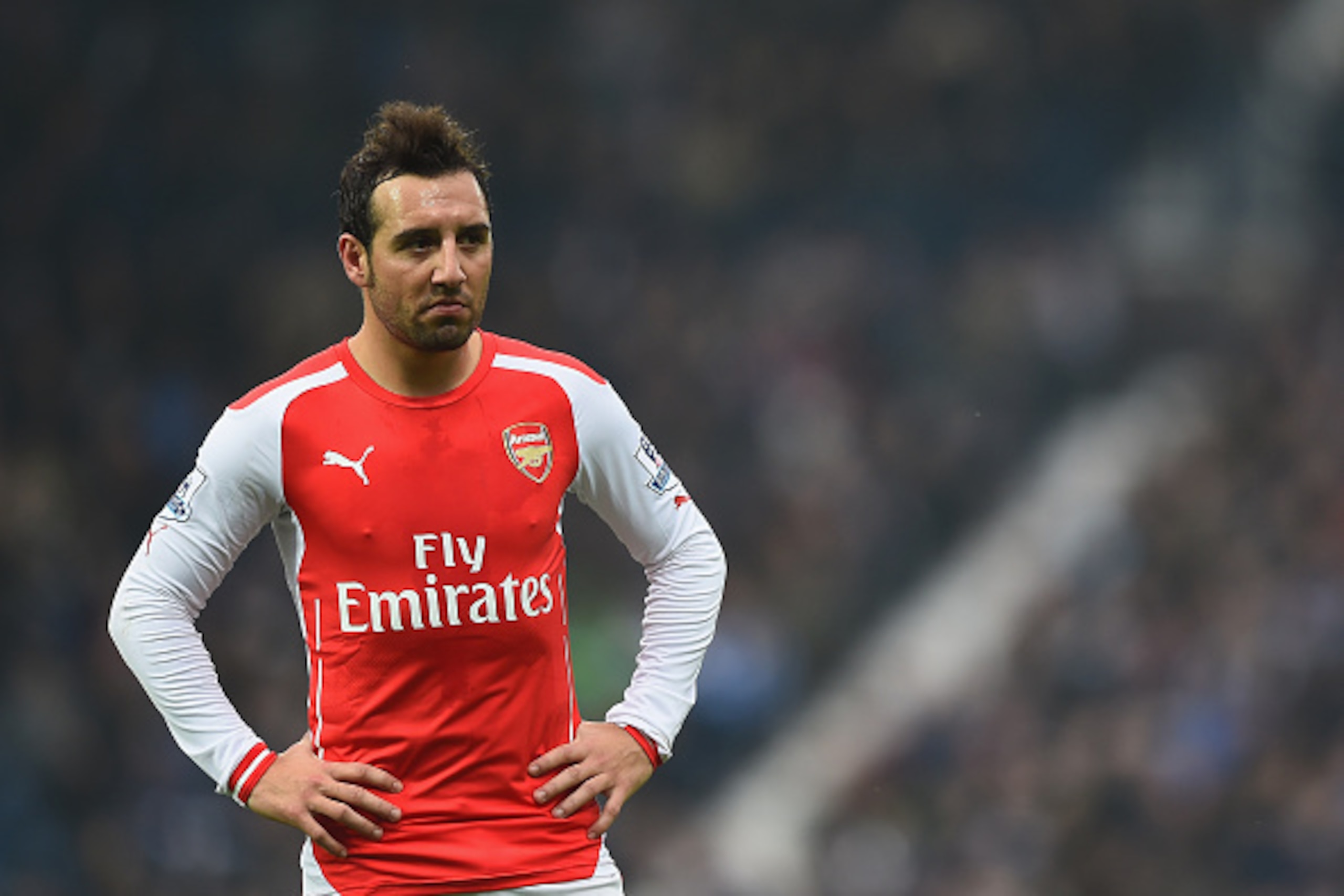 WEST BROMWICH, ENGLAND - NOVEMBER 29: Santi Cazorla of Arsenal looks on during the Barclays Premier League match between West bromwich Albion and Arsenal at The Hawthorns on November 29, 2014 in West Bromwich, England.  (Photo by Laurence Griffiths/Getty 