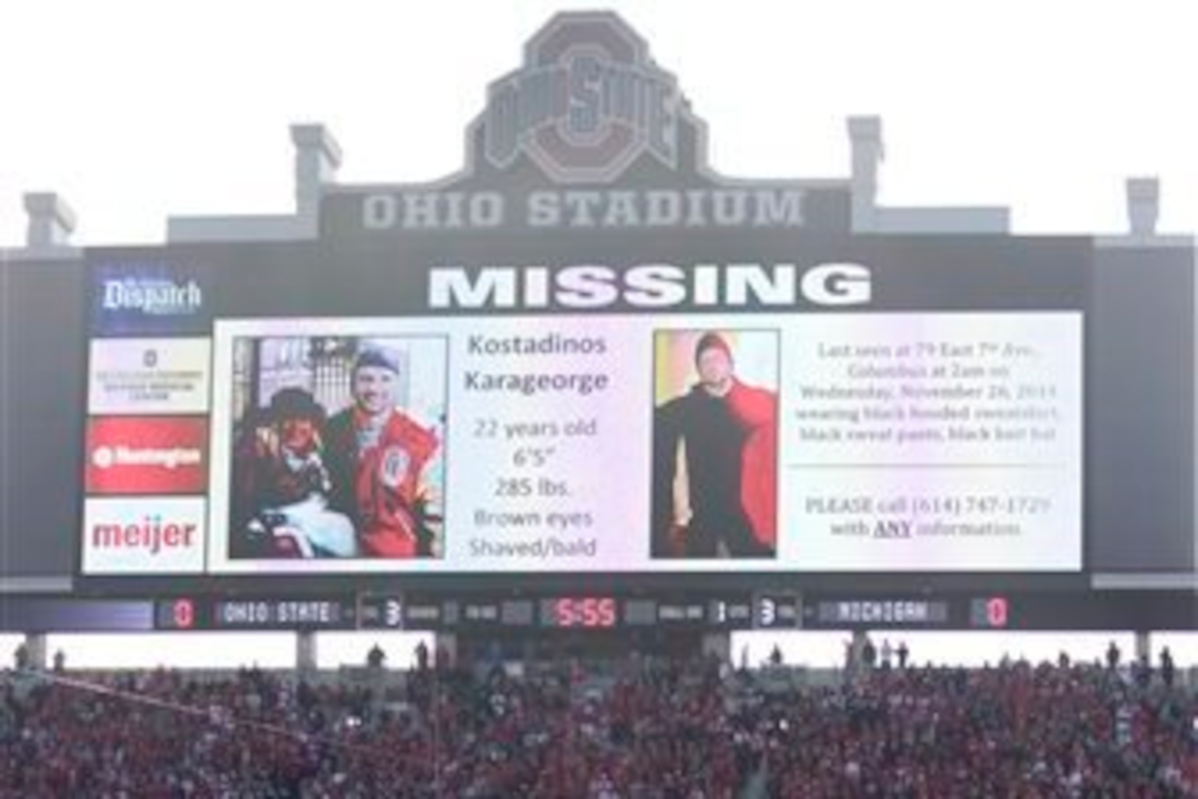 Karageorge's picture is shown during Saturday's OSU-Michigan game.